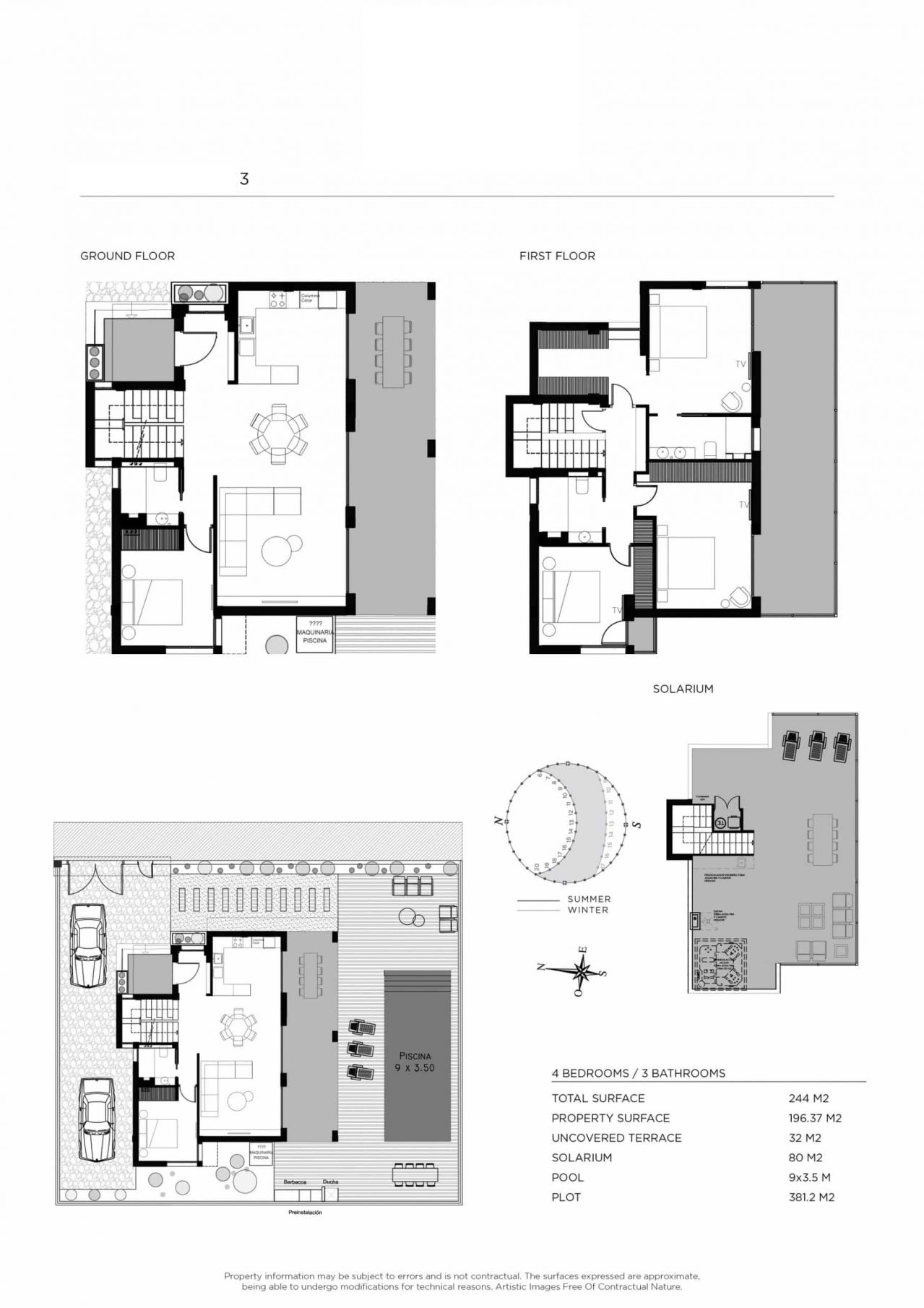 Floor plan of 4-bedroom new-build villa, La Fiesta, Rojales