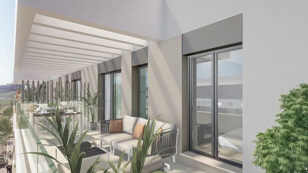 Open-plan interior of 3-bedroom penthouse in Las Flores, Mijas