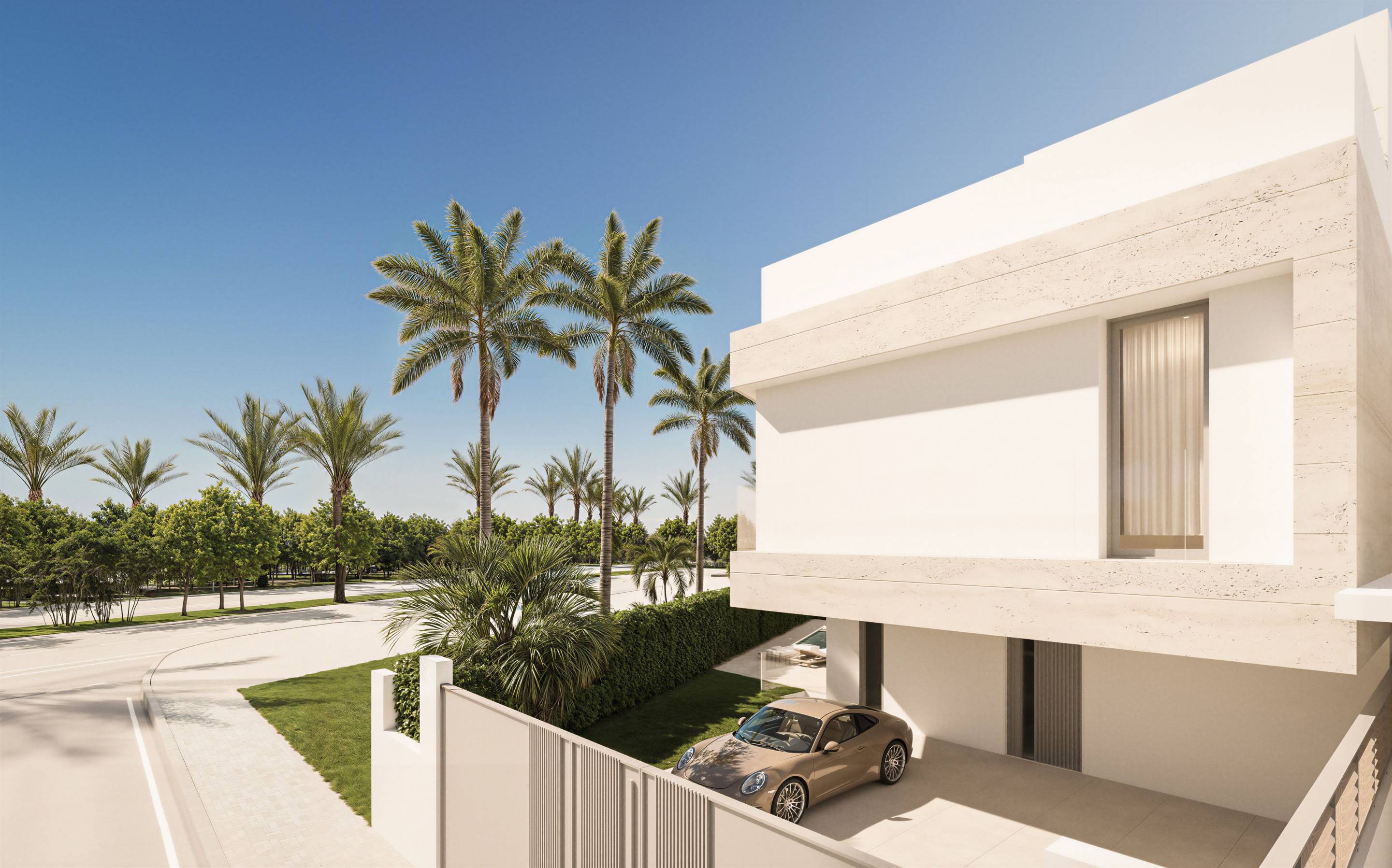 Kitchen with island and integrated appliances in 6-bedroom new-build villa, San Pedro, Marbella