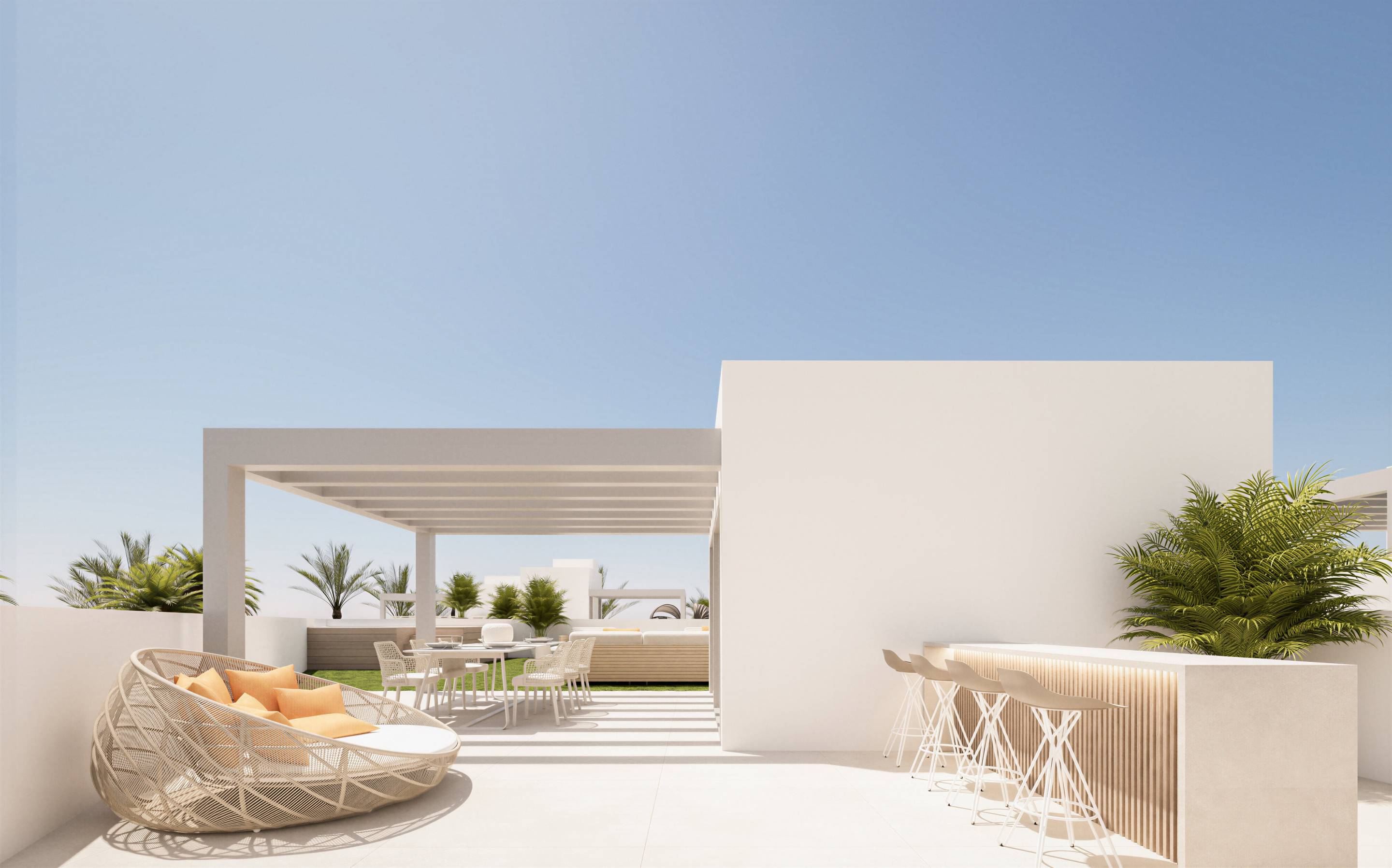 En-suite bathroom with walk-in shower in 6-bedroom new-build villa, San Pedro