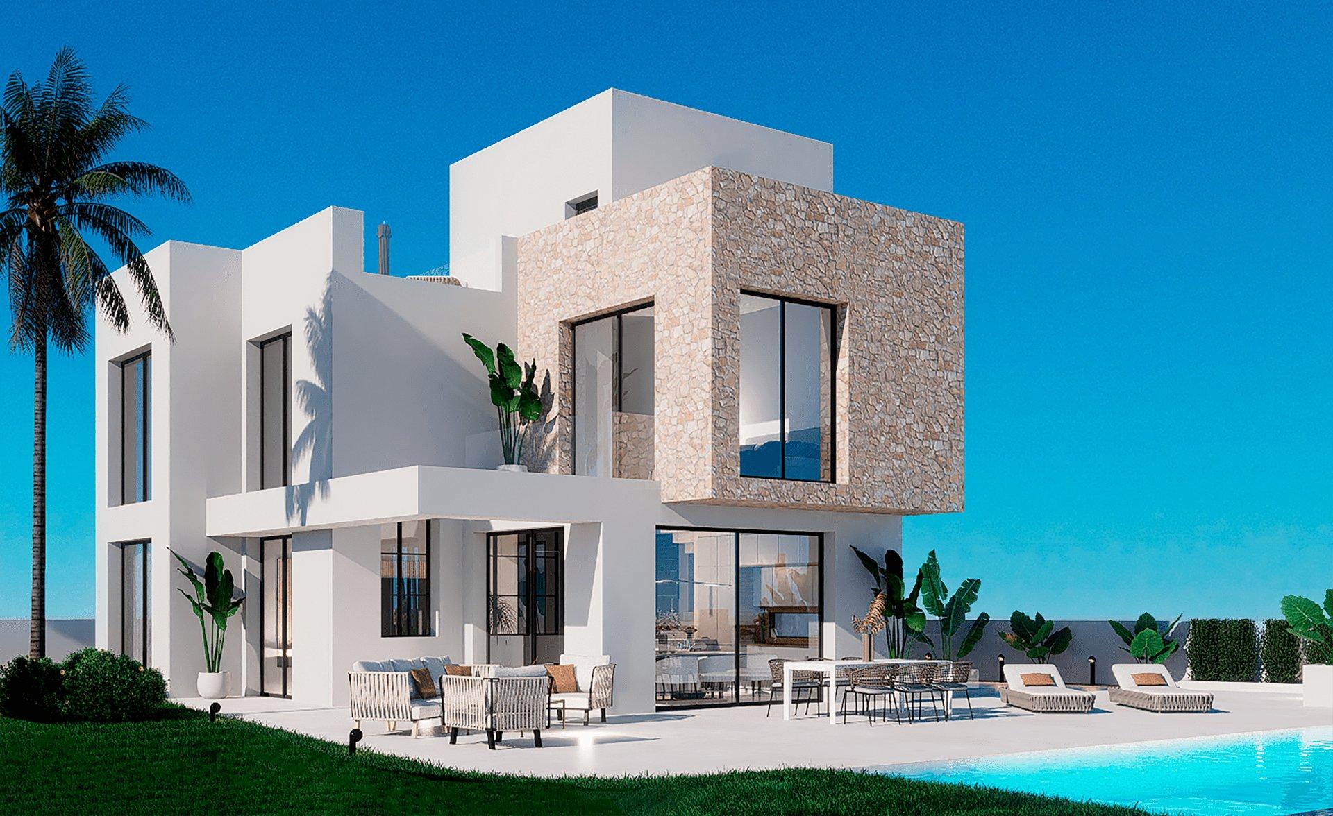 Solarium level floor plan of 3-bedroom villa, Balcón de Finestrat