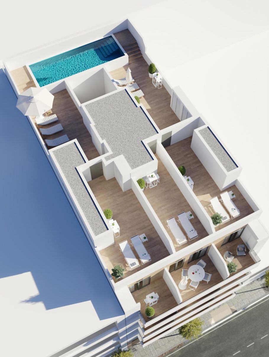 Exterior of residential block with communal pool, Centro, Torrevieja