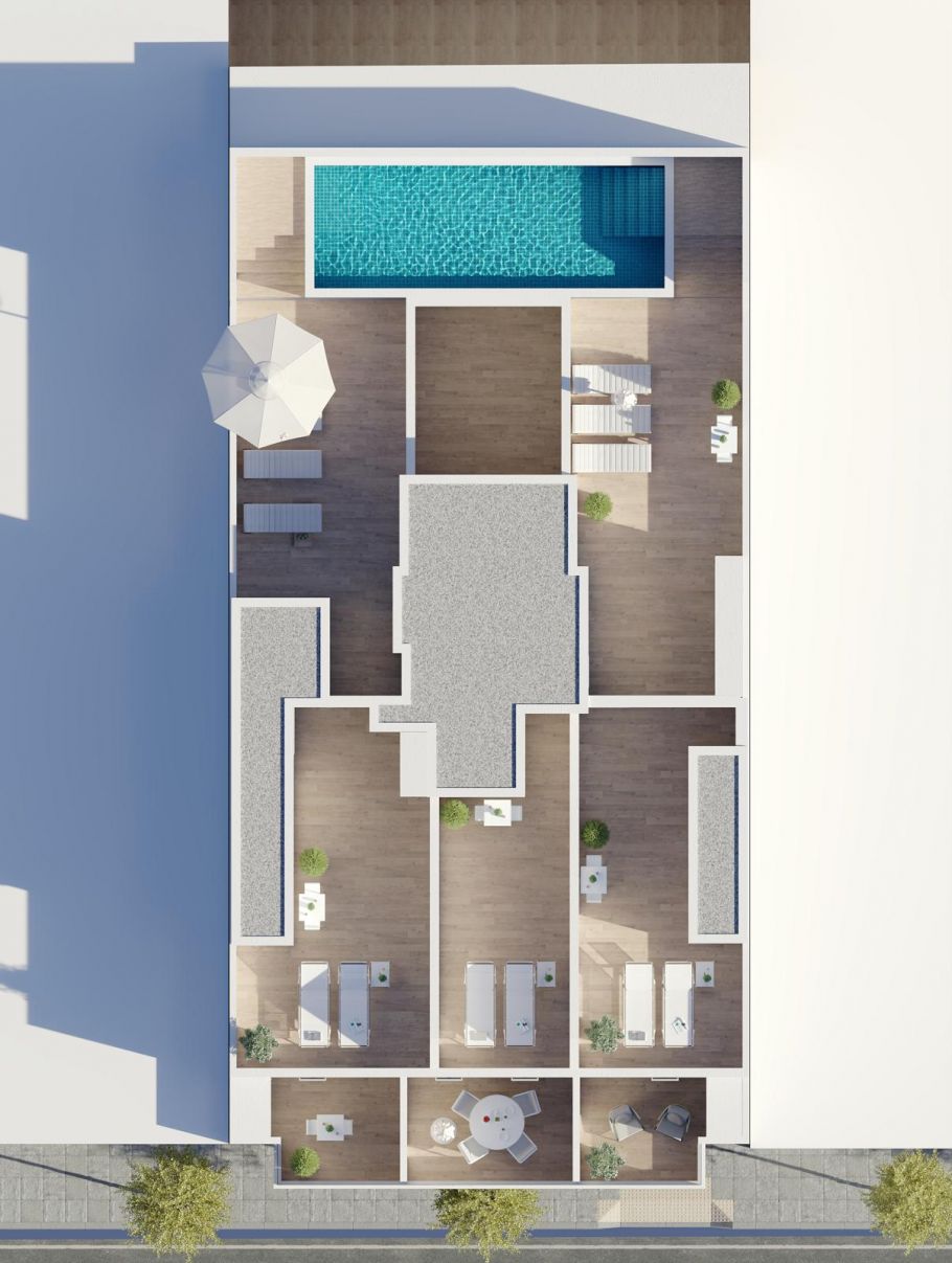 Private solarium terrace on roof level of penthouse, Centro, Torrevieja