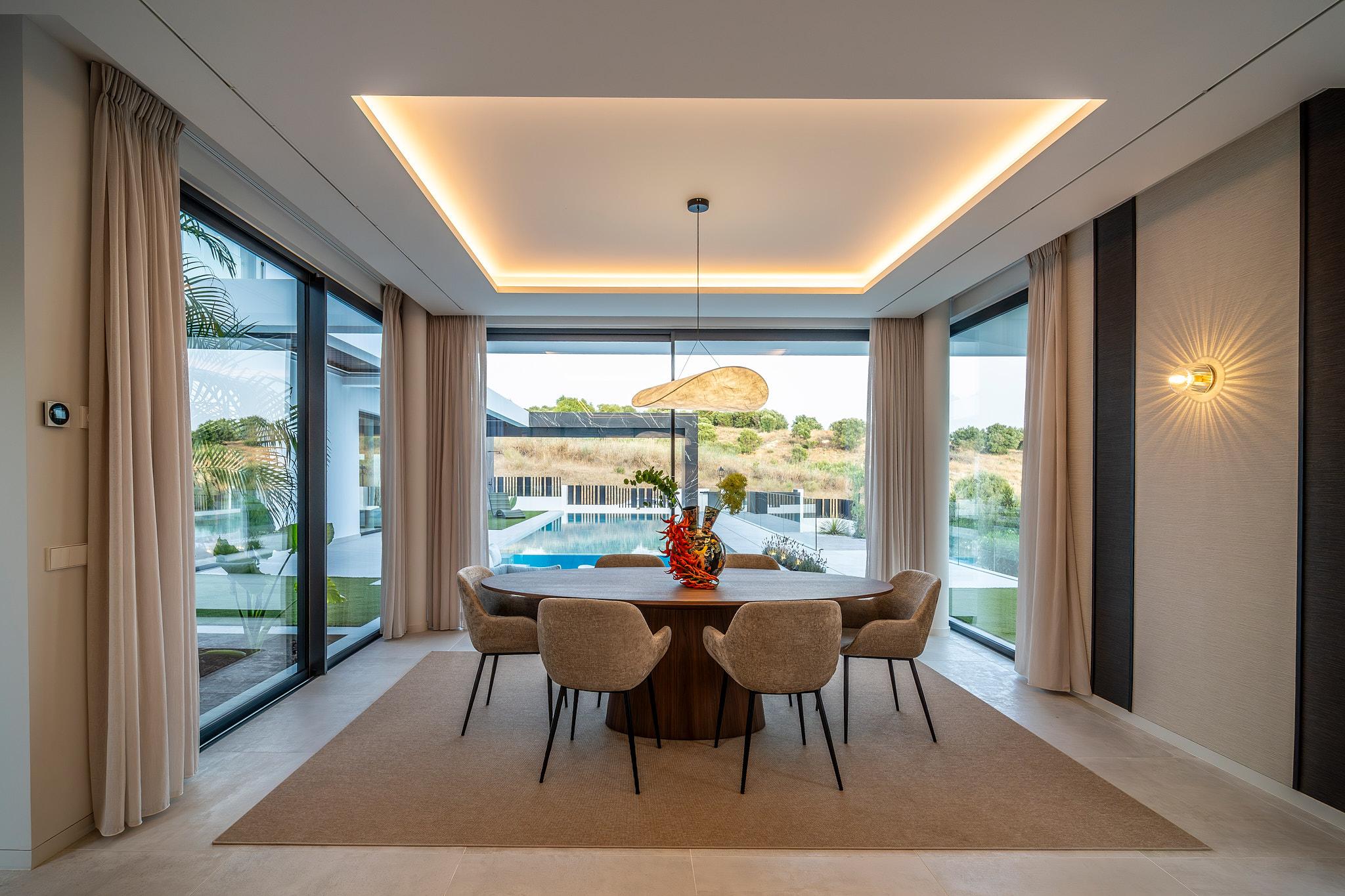 Bedroom with built-in wardrobe storage in new-build villa, El Paraíso, Estepona