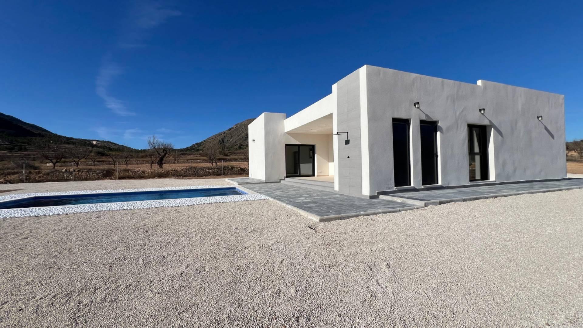 Rear exterior of new-build villa in Hondón de las Nieves, Alicante