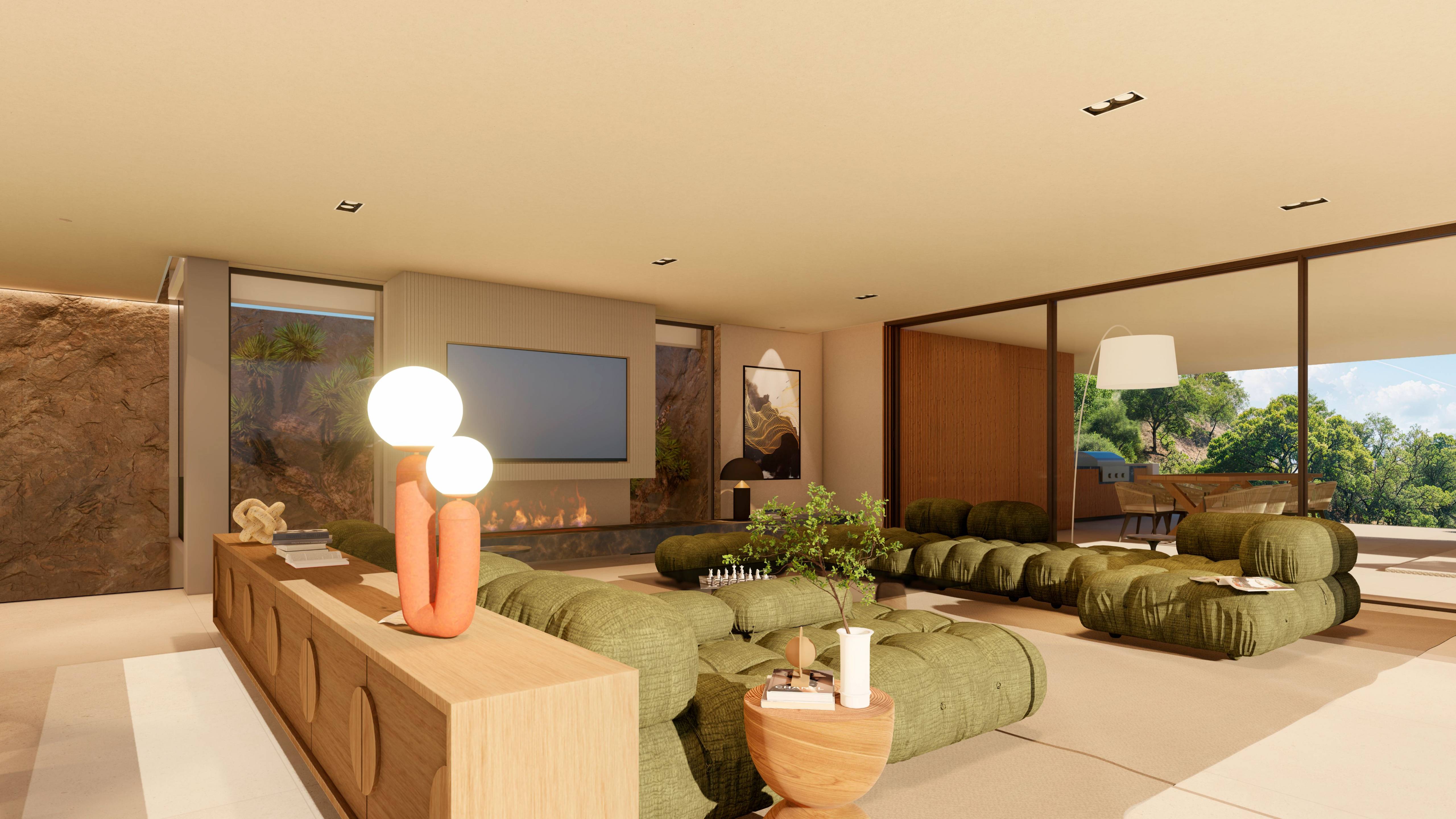 Double bedroom with floor-to-ceiling windows in 6-bedroom new-build villa, Montemayor-Marbella Club