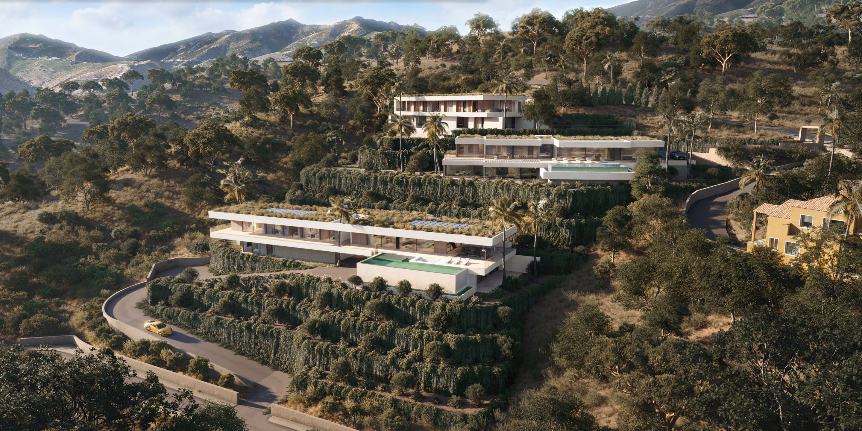 Covered terrace and outdoor entertaining area of new-build villa, Montemayor-Marbella Club