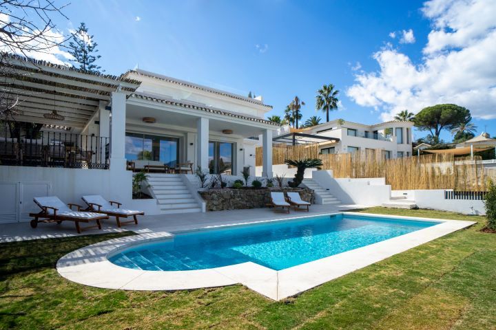 Rear private garden of new-build villa, Los Naranjos, Marbella