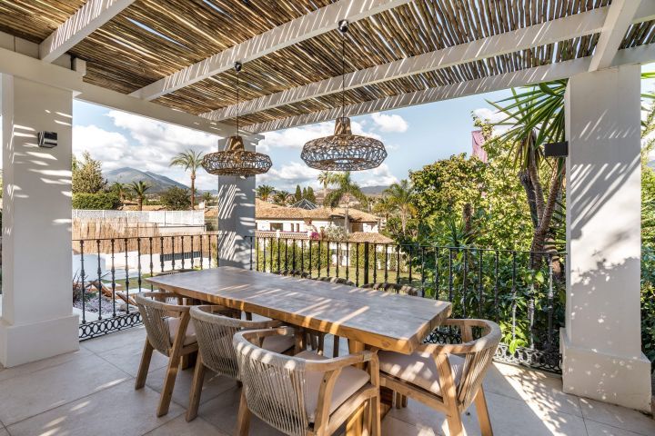 Outdoor terrace on solarium level of new-build villa, Los Naranjos, Marbella