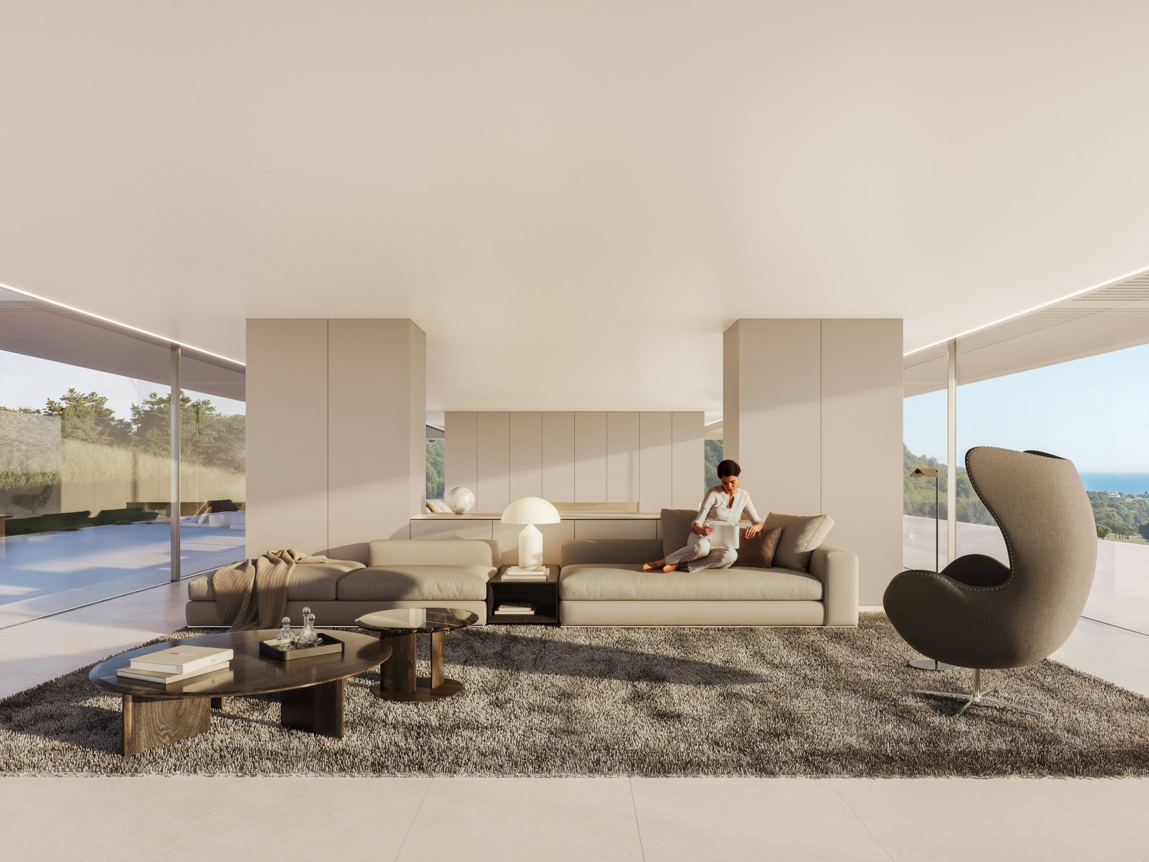 Exterior facade of 6-bedroom new-build villa in Sotogrande Alto, Sotogrande