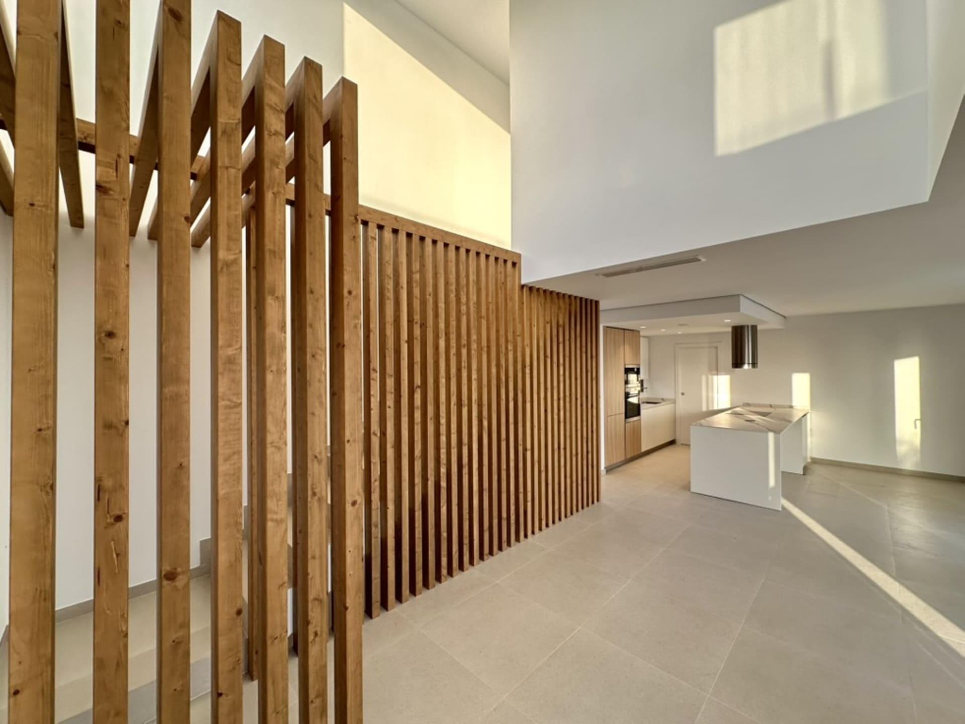 Covered terrace with outdoor seating space adjoining living area, Finestrat Hills villa
