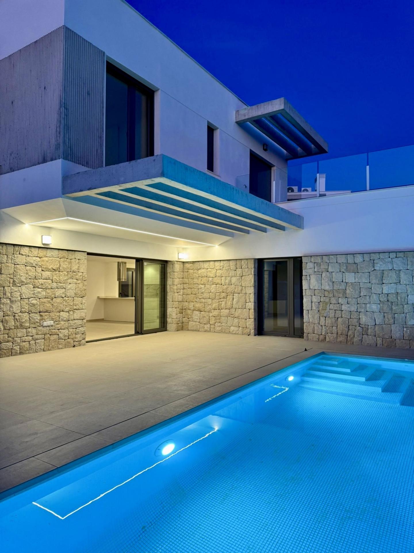 Staircase connecting ground and upper floors, new-build villa, Finestrat Hills