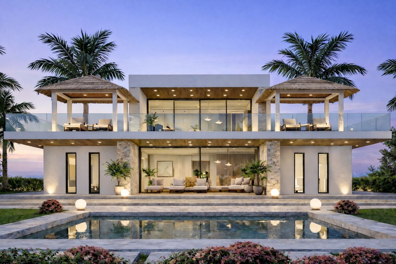 Elevated exterior view of new-build villa and 1,000 m2 plot, La Dama de Noche-La Alzambra, Marbella