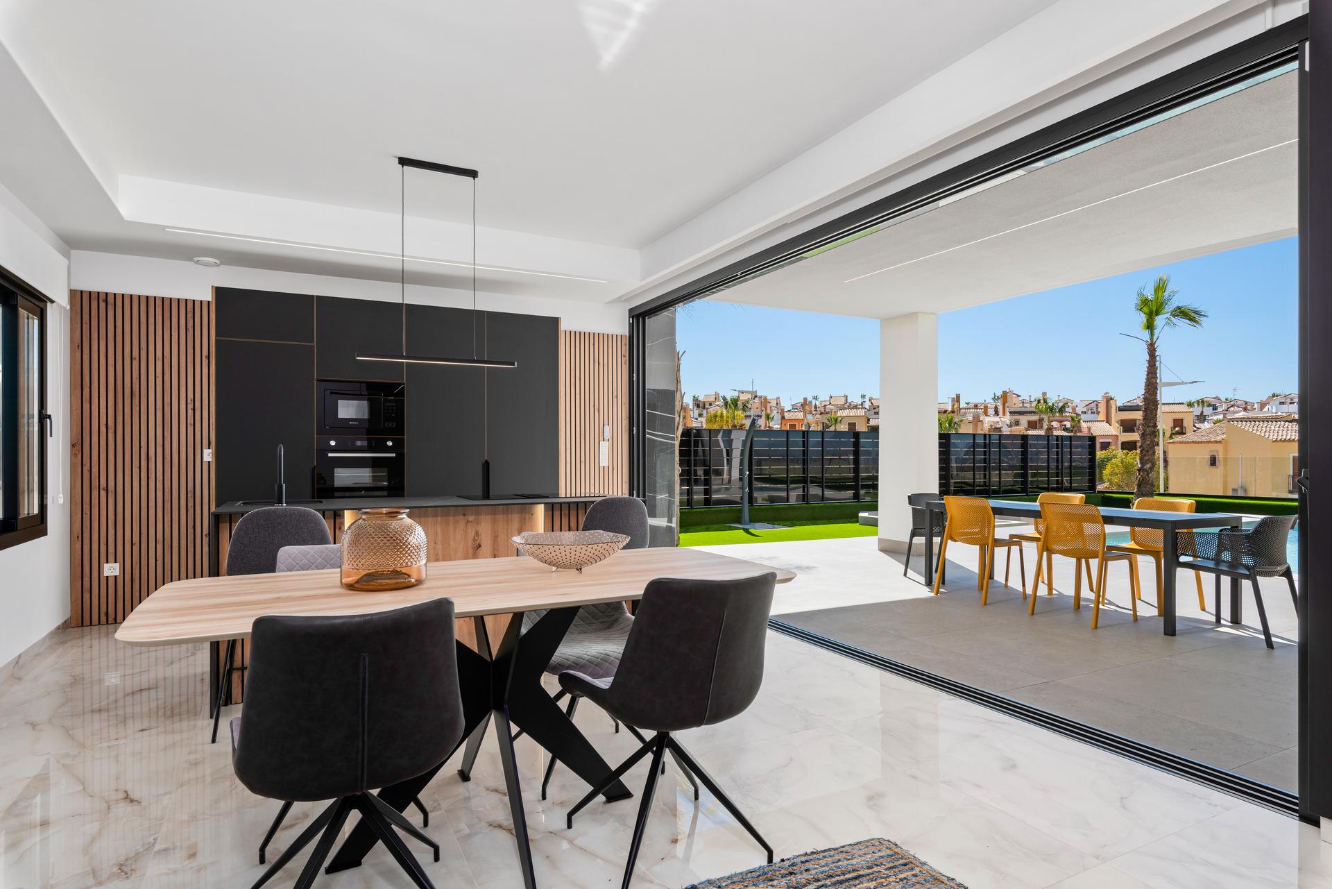 Rear garden and outdoor space at new-build villa, Algorfa