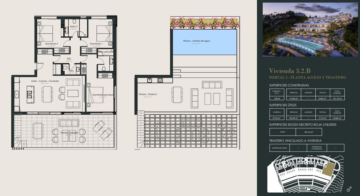 Floor plan of 3-bedroom penthouse, Los Almendros, Benahavis