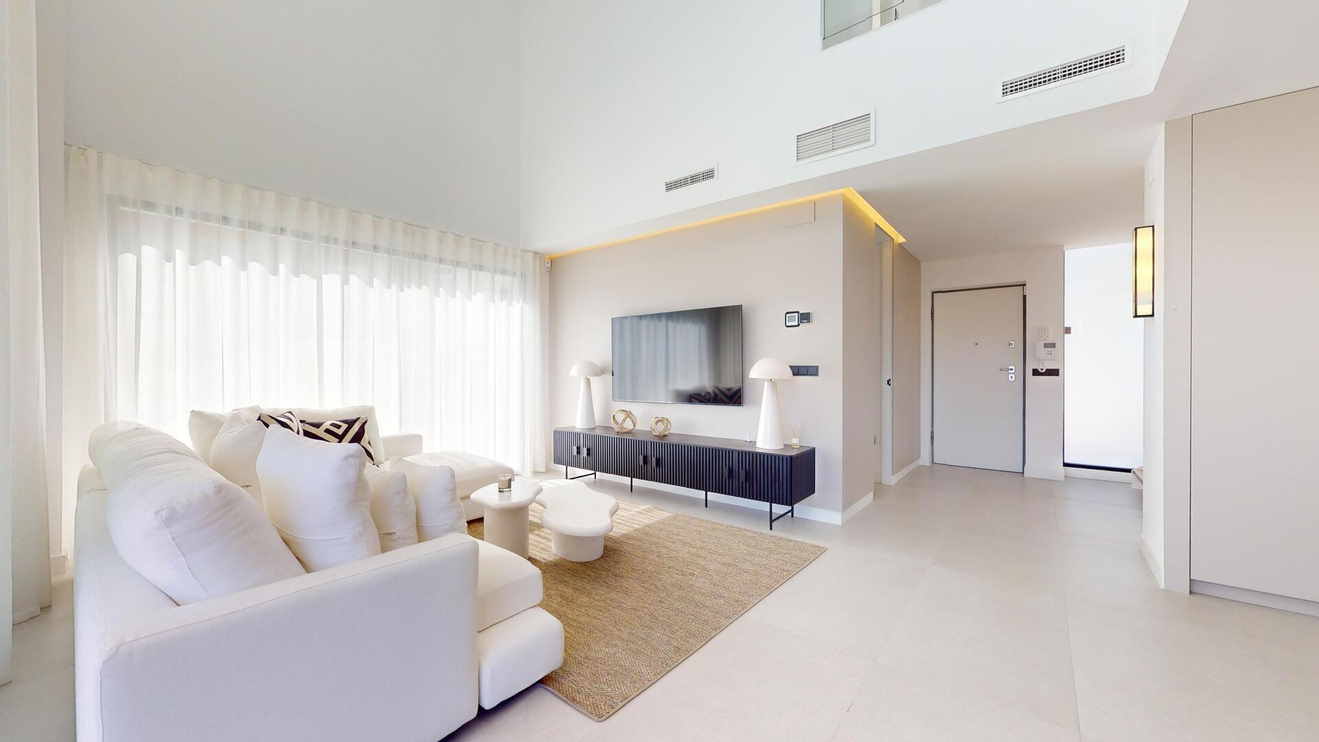 Living area with glazed door to outdoor space, new-build villa, Polop