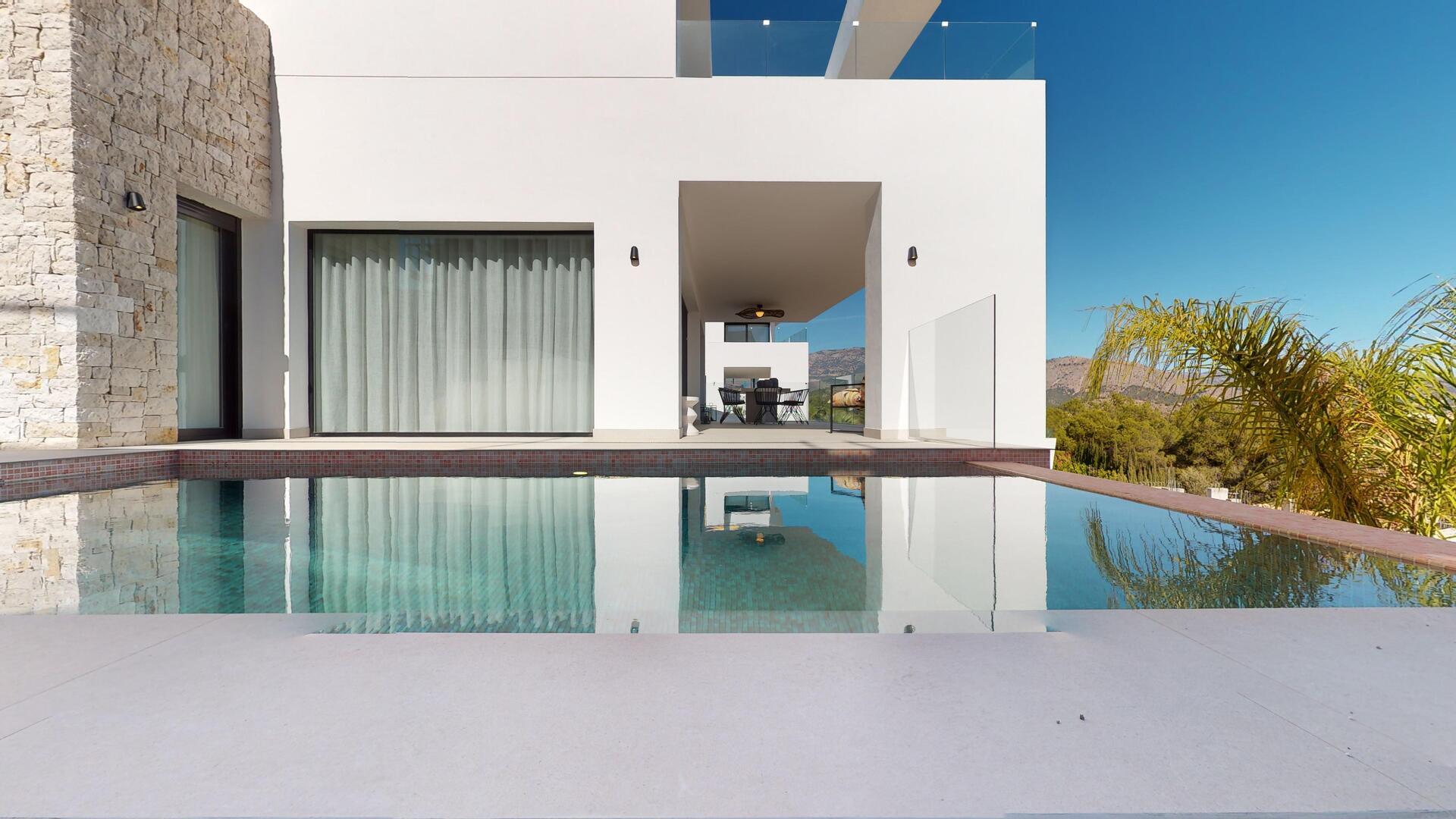 Bedroom interior with natural light, 3-bedroom villa in Pla de Cantal