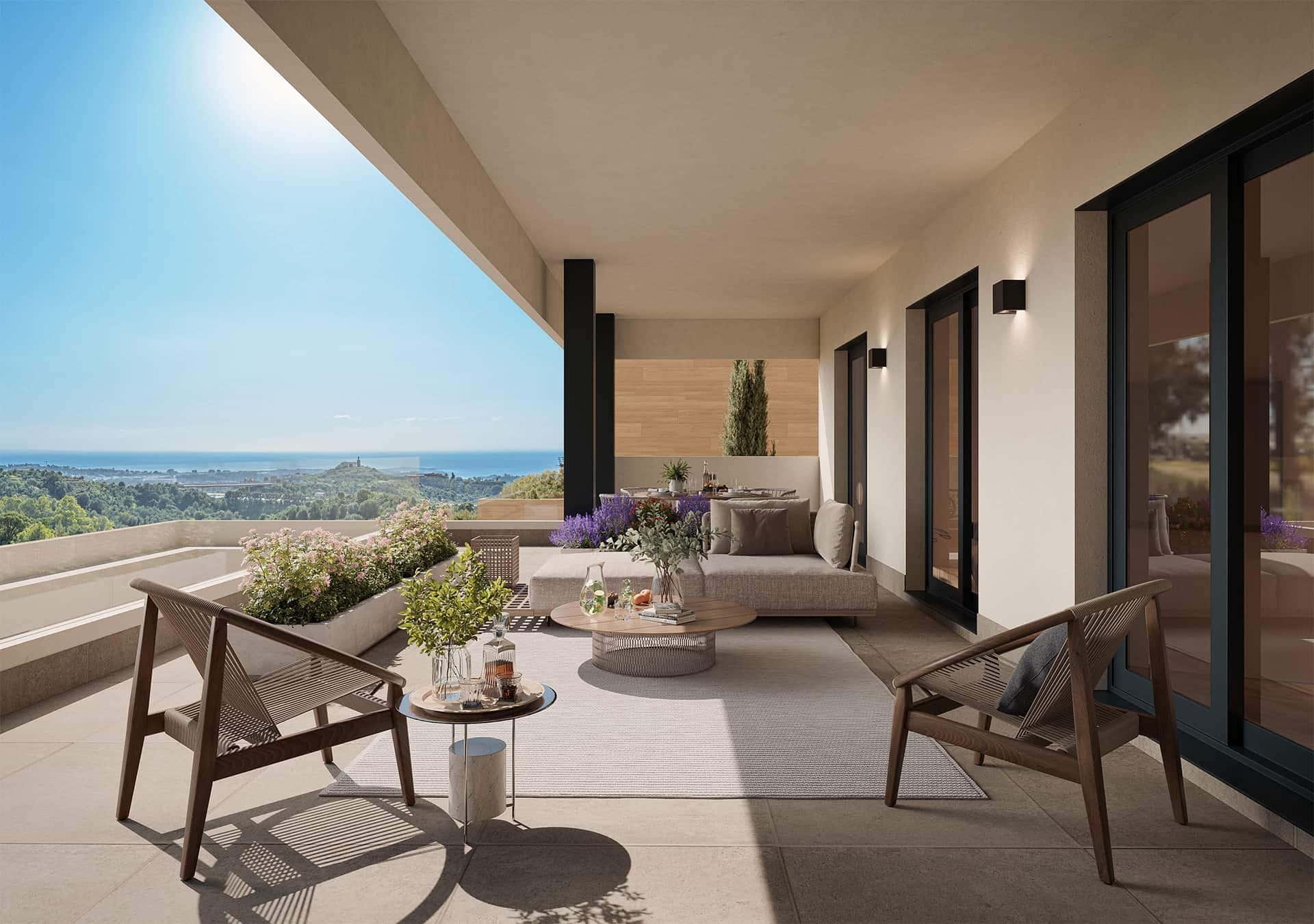 Aerial view of new-build development and surrounding area, Alto de los Monteros, Marbella