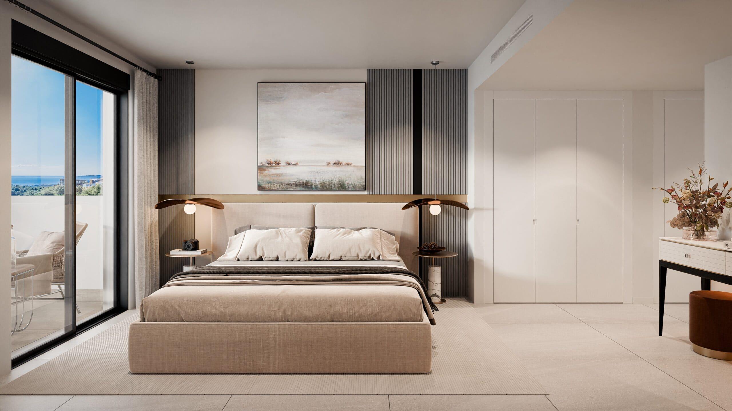 Third bedroom in 3-bedroom new-build apartment, Alto de los Monteros, Marbella