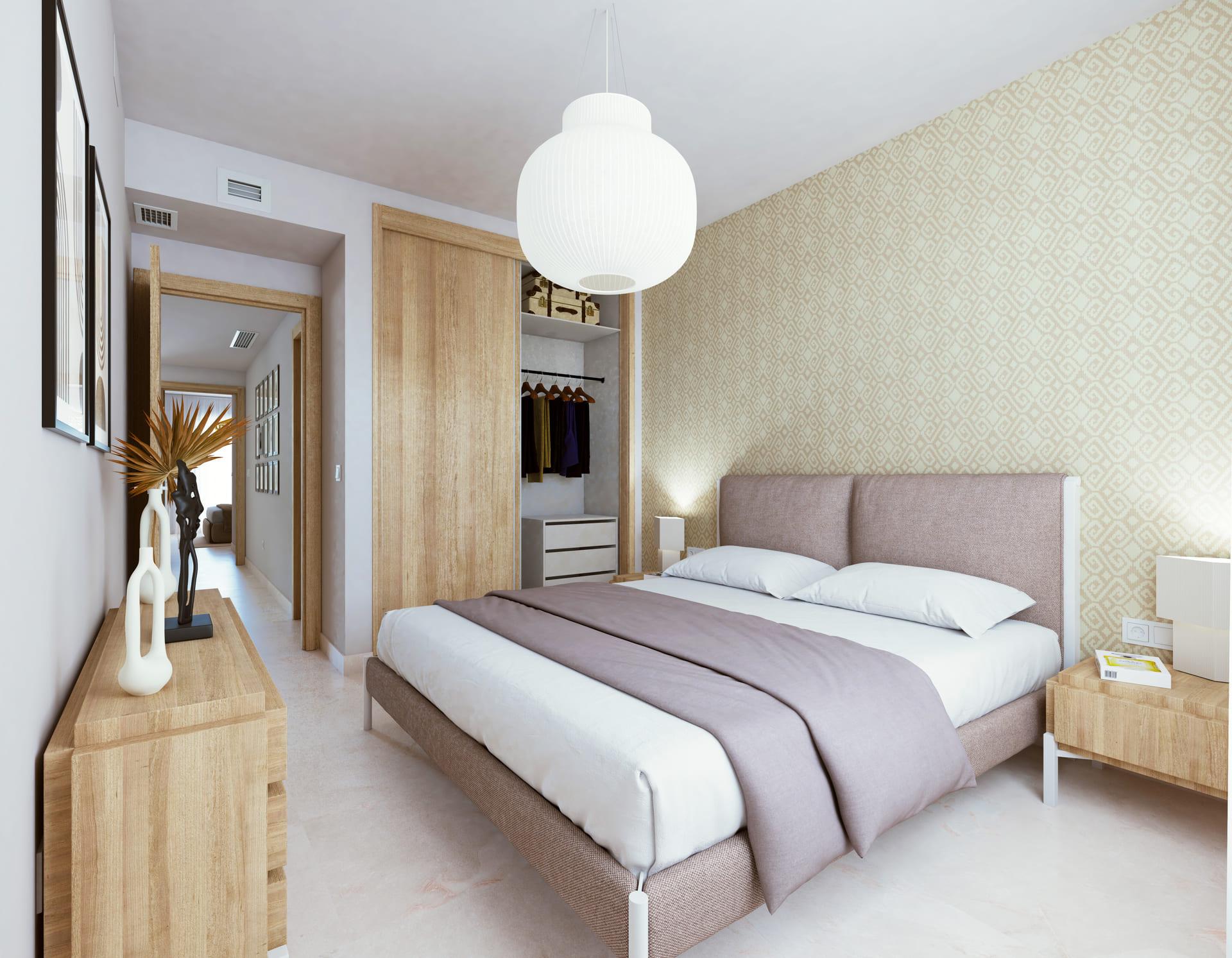 Communal pool and surrounding terrace in Estepona Golf development