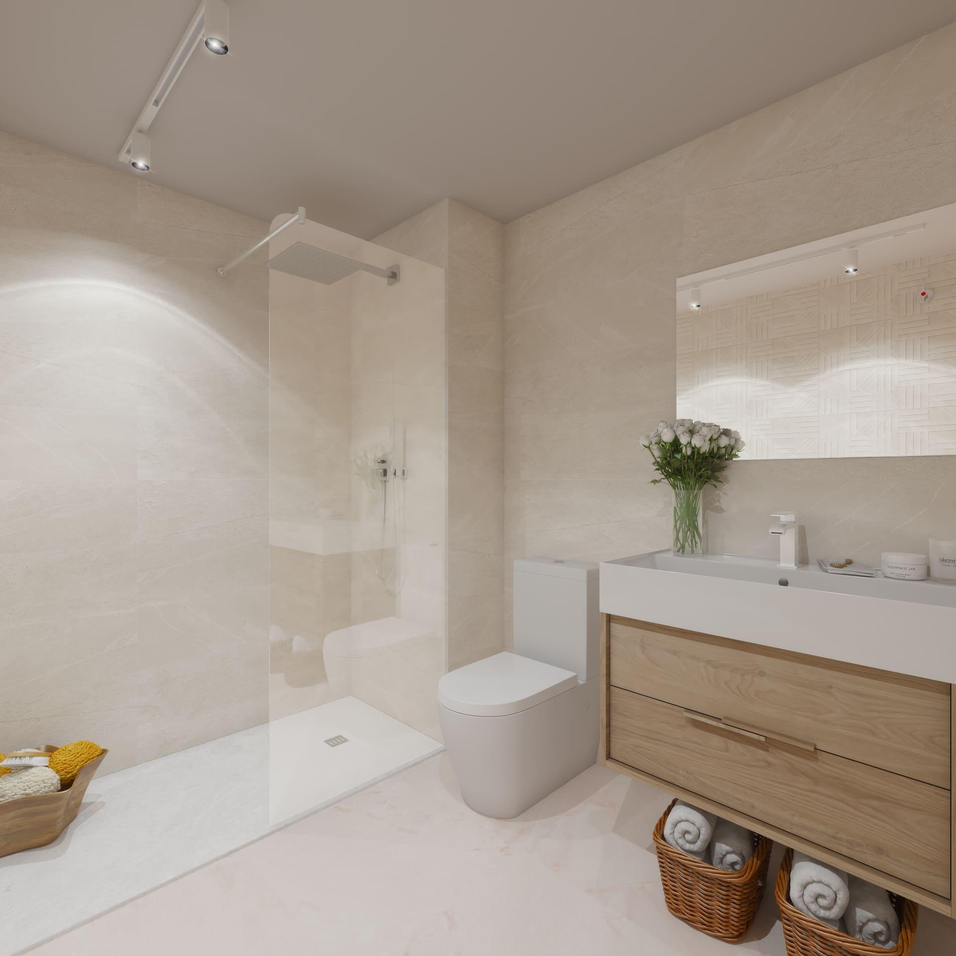 Open-plan living and dining area in 2-bedroom new-build apartment, Estepona Golf