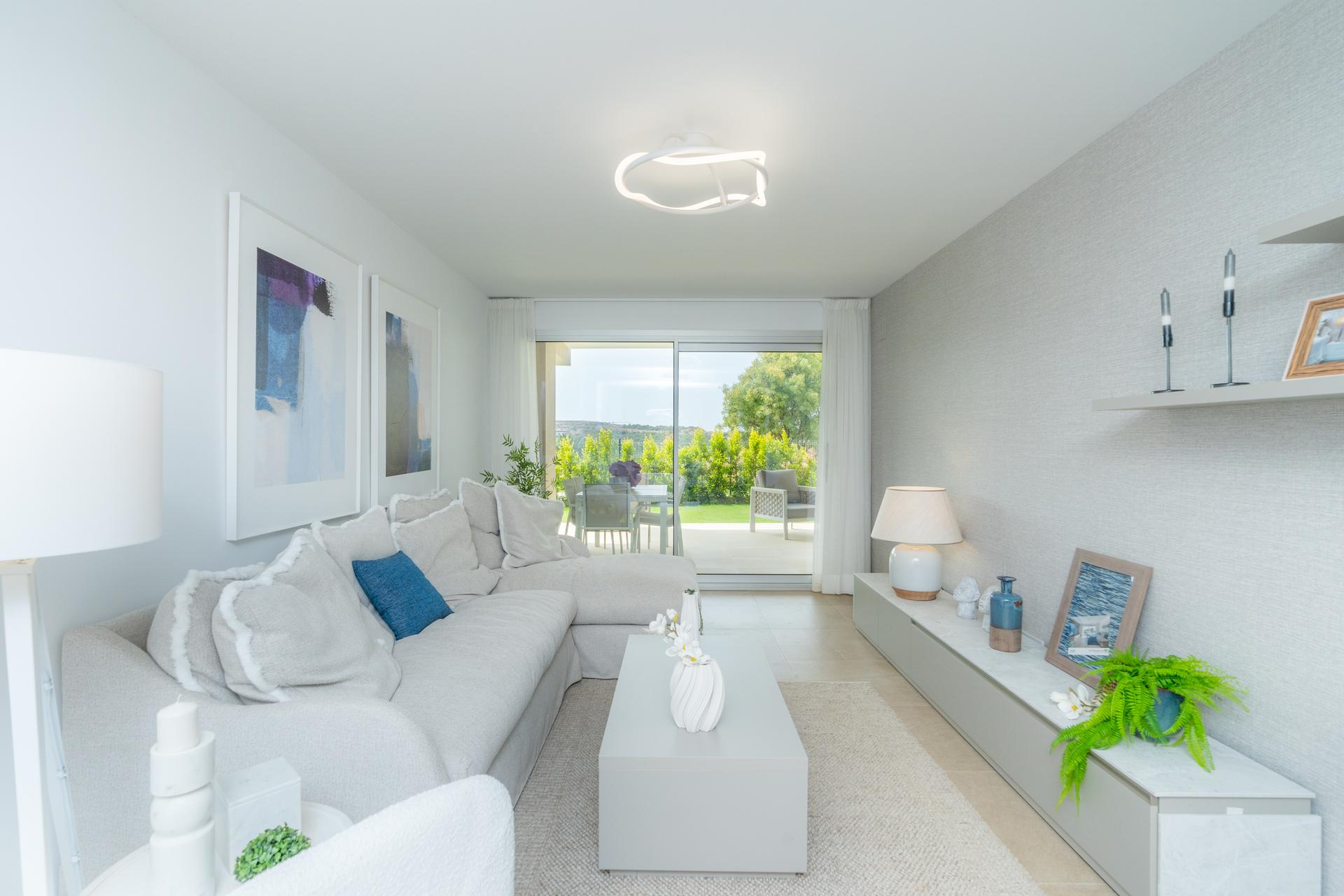 First-floor apartment entrance door in new-build development, Estepona Golf