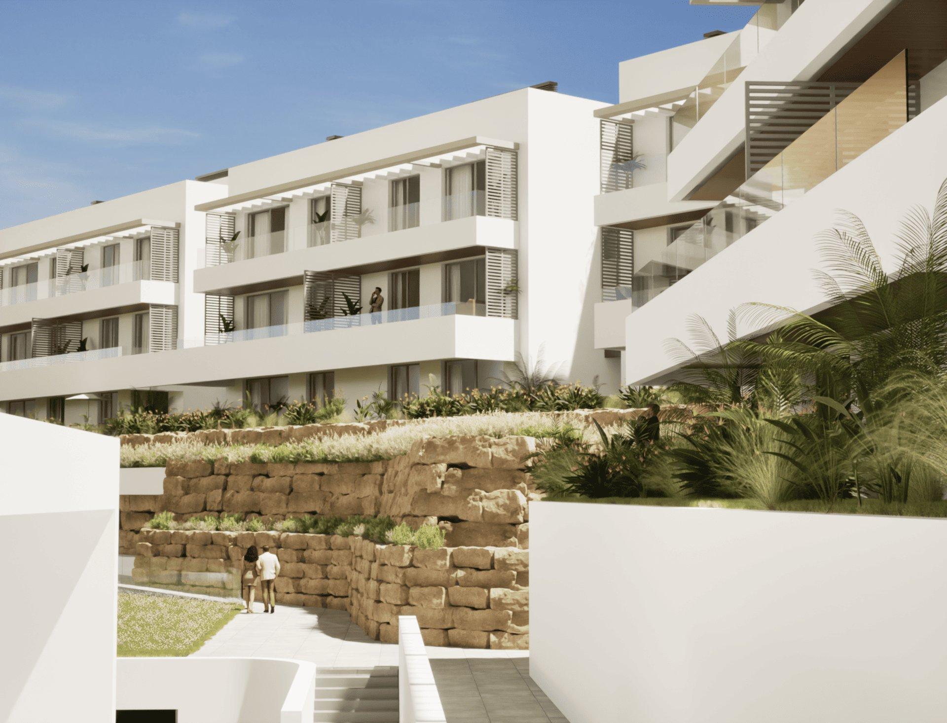 Site plan showing layout of 35-unit new-build development, Bahia de las Rocas, Manilva