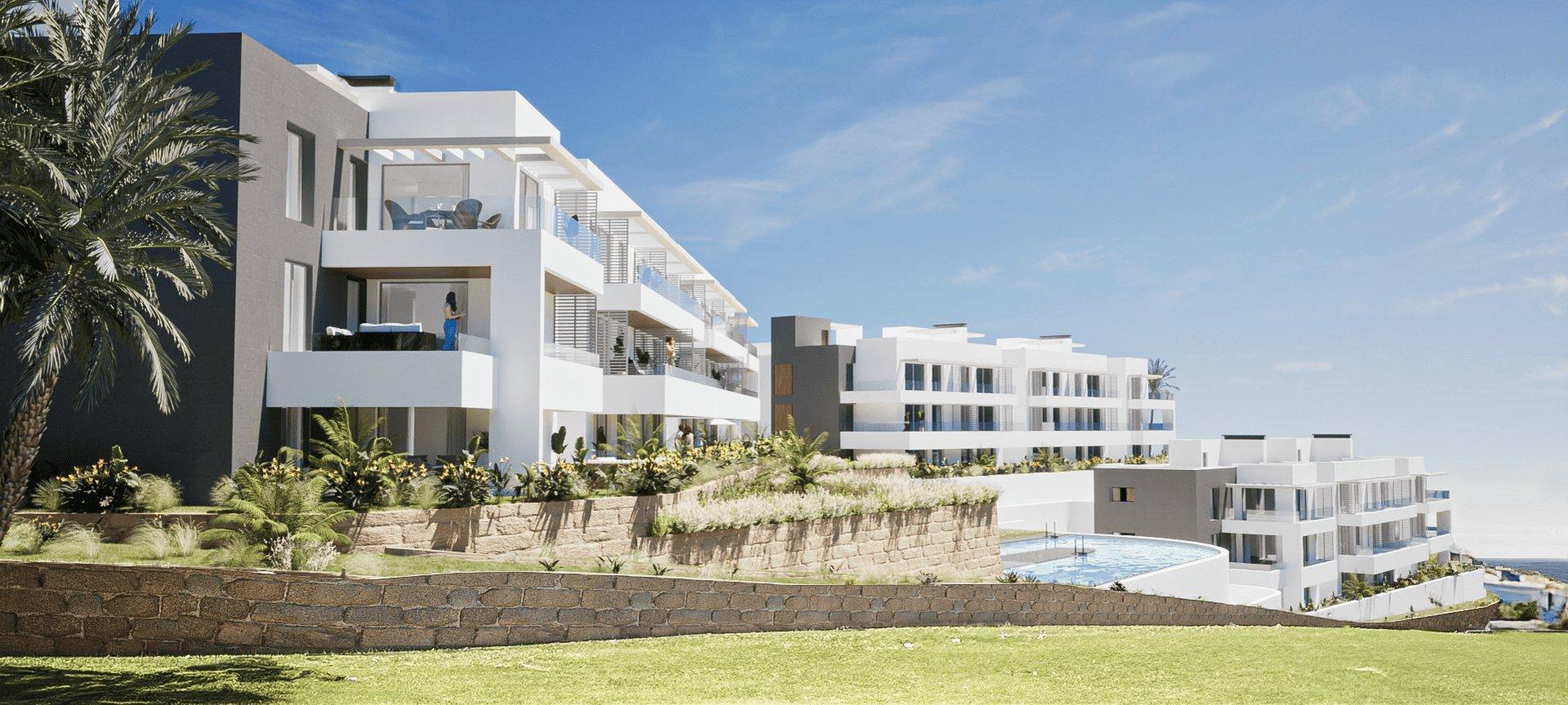 Master bedroom with built-in wardrobes in ground-floor new-build apartment, Bahia de las Rocas