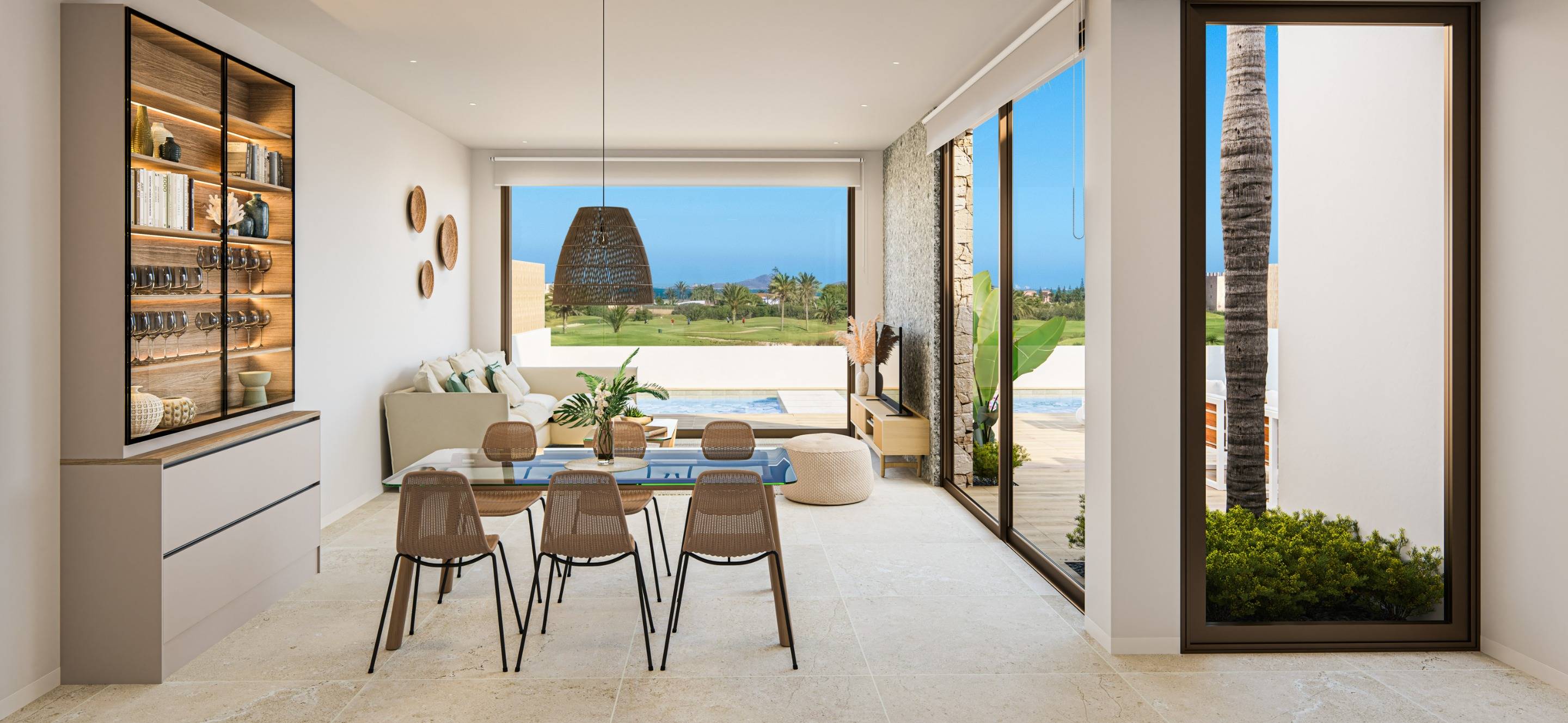 Outdoor terrace and solarium area of villa in Los Dolores