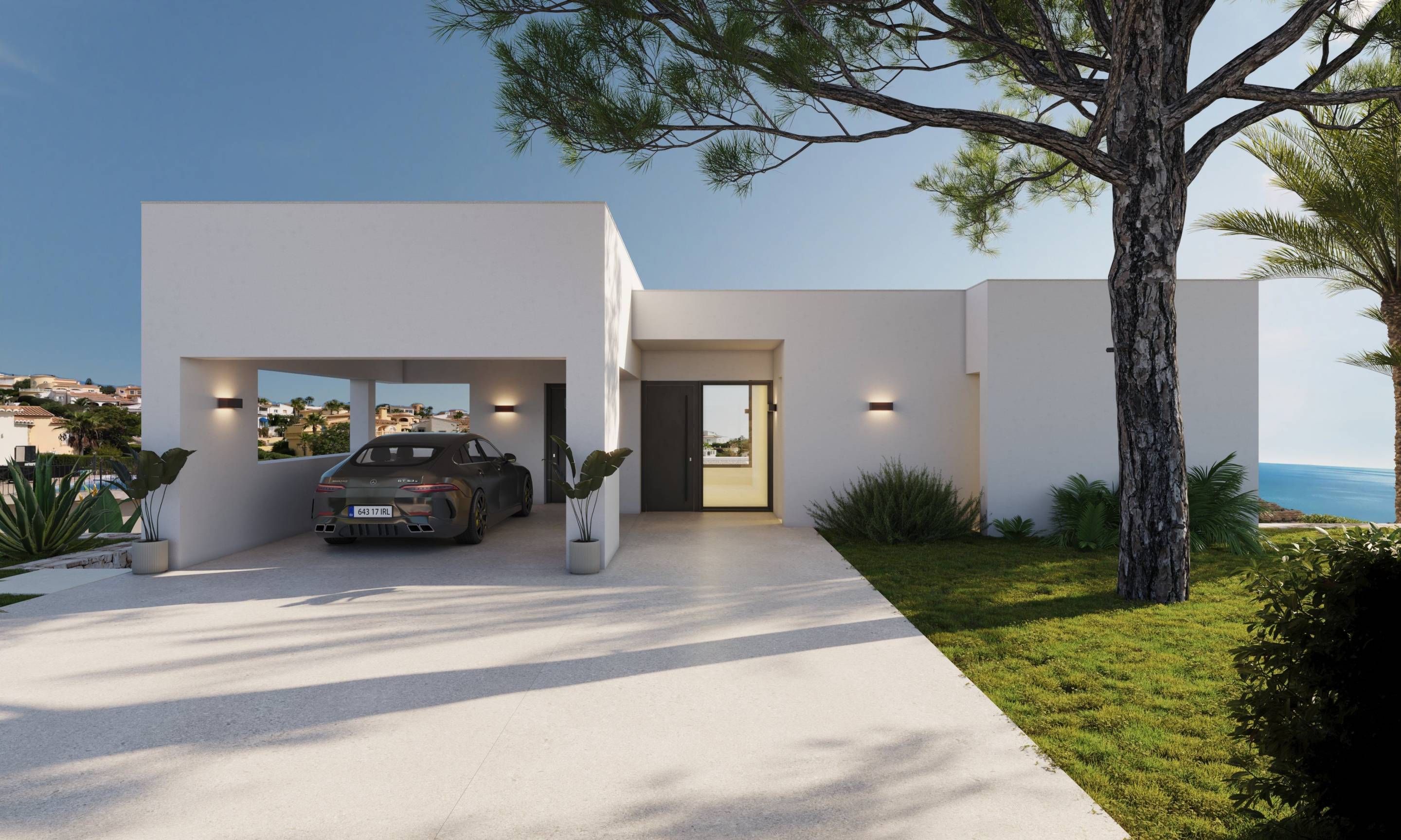 Aerial view of new-build villa plot, Cumbre del Sol, Benitachell