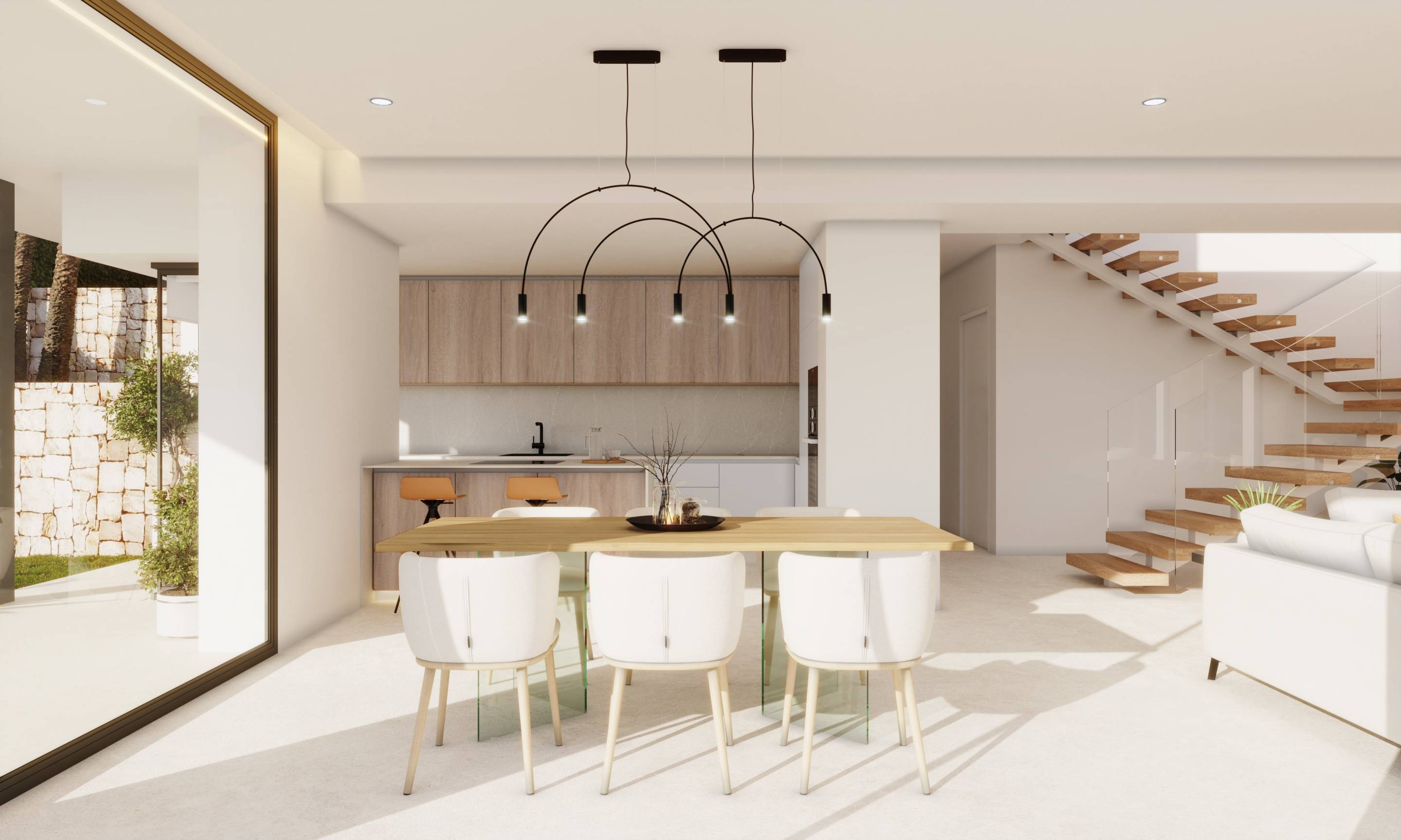 Open-plan living area in new-build villa, Cumbre del Sol, Benitachell