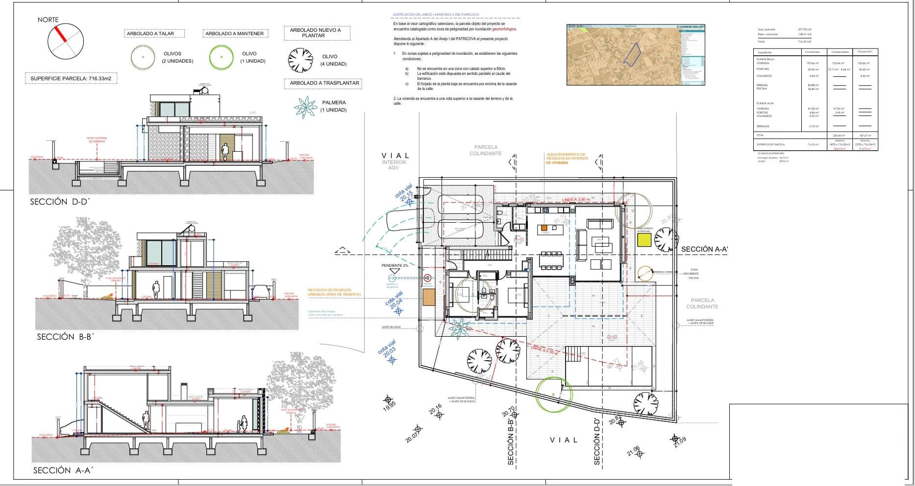 Plot layout plan for new-build villa in El Montgó, Denia