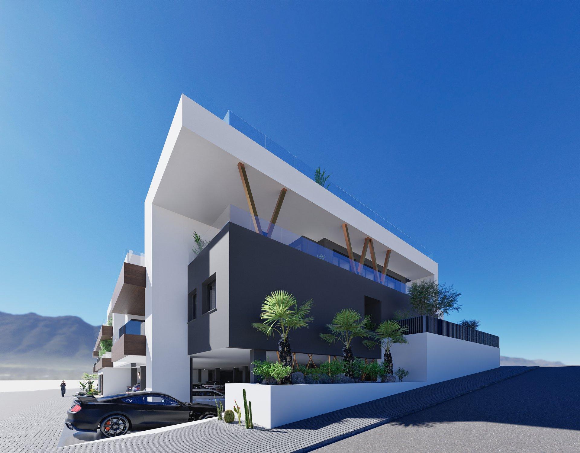 Exterior of new-build residential development in Pueblo 4, Benijofar