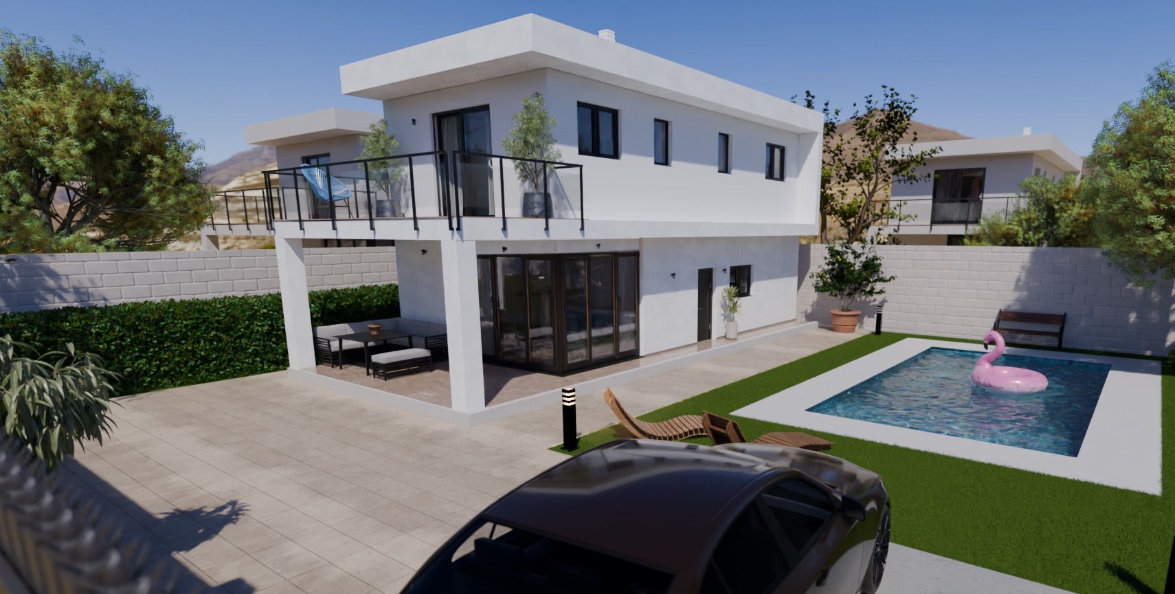 Front elevation of 4-bedroom new-build detached villa in Monte y Mar, Gran Alacant