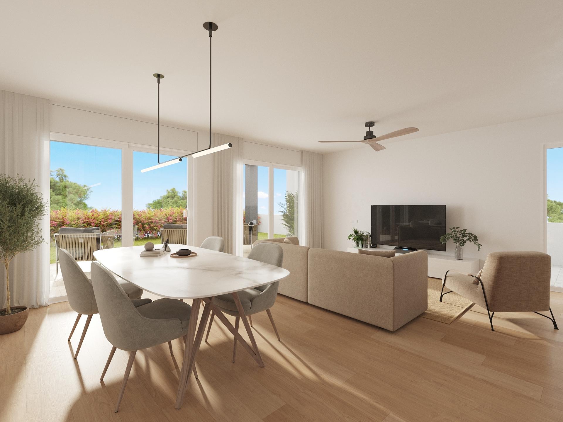 Garden viewed from ground-floor living space in townhouse, Balcón de Finestrat