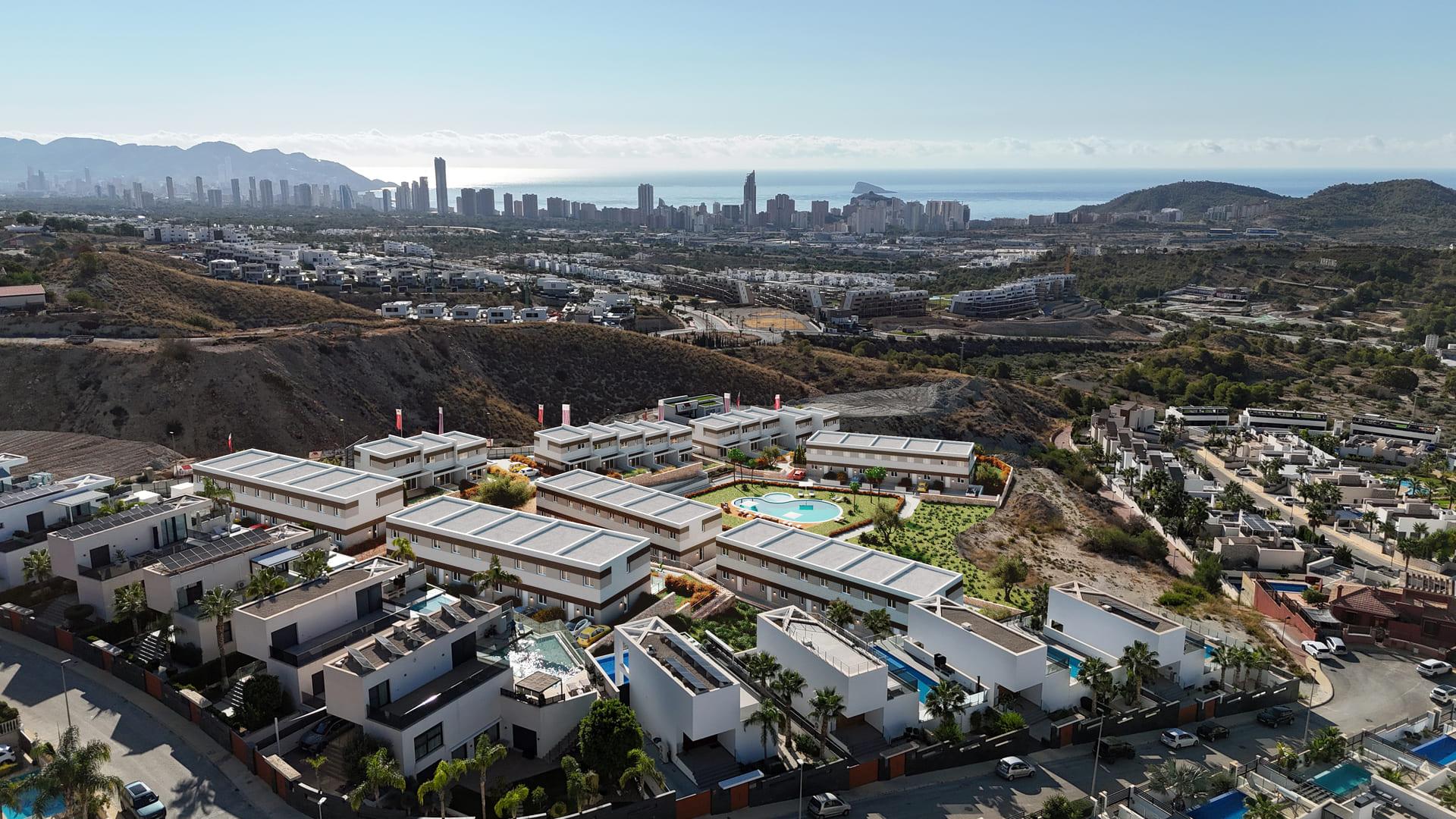 Elevated view of Balcón de Finestrat residential development, Finestrat