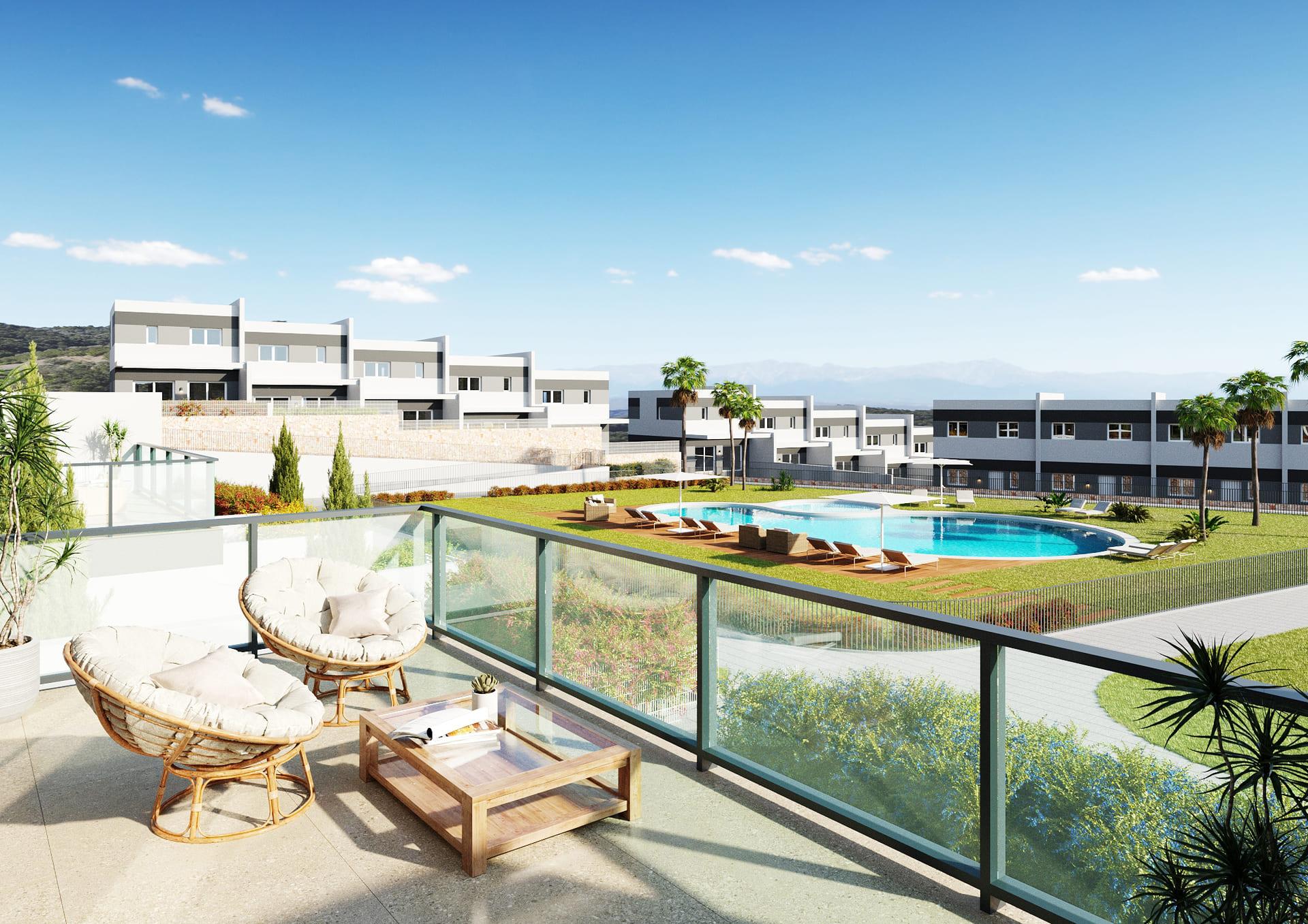 Entrance exterior of new-build townhouse, Balcón de Finestrat, Finestrat
