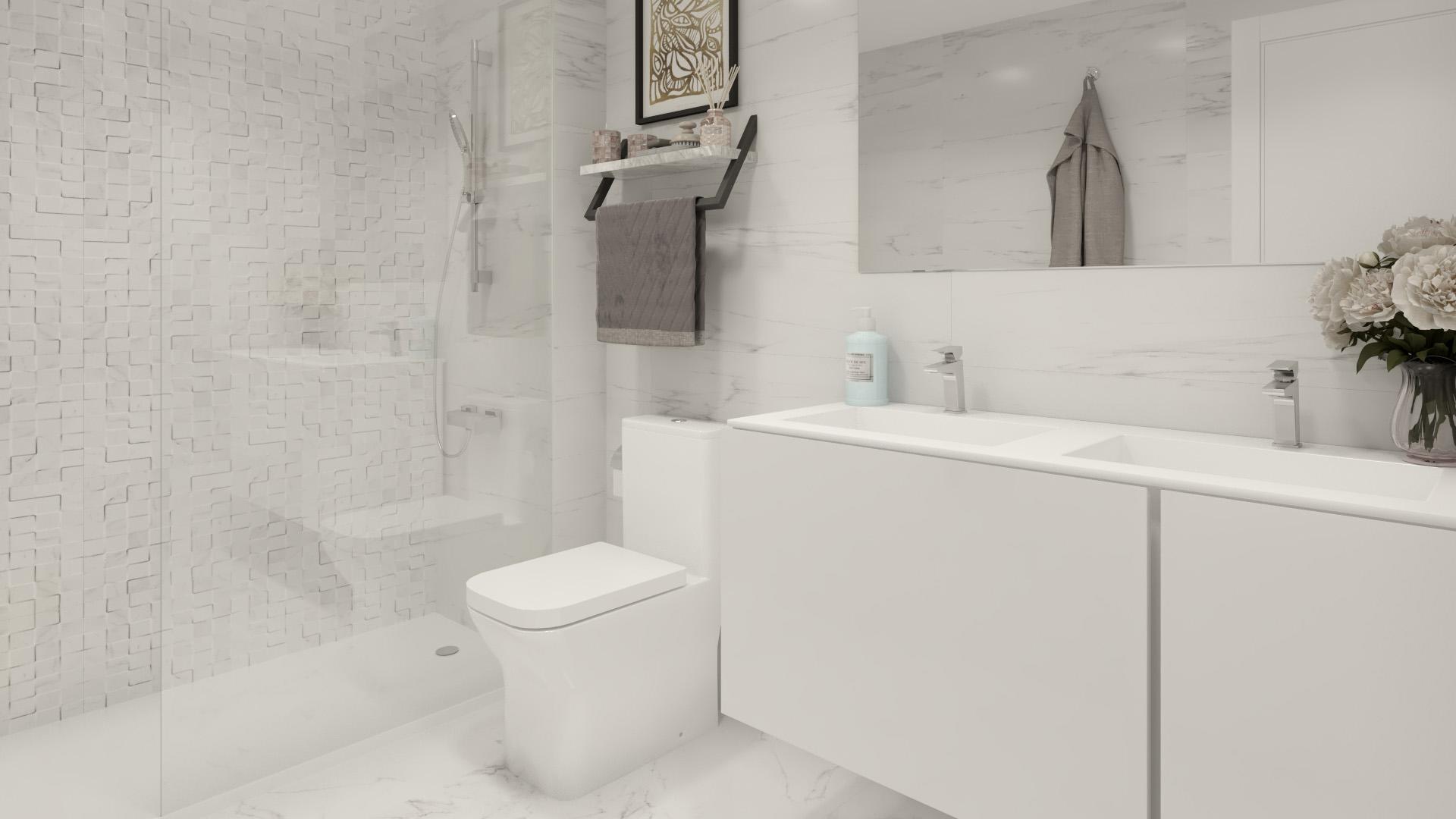 Floor plan of 3-bedroom apartment in new-build development, El Saltillo, Torremolinos
