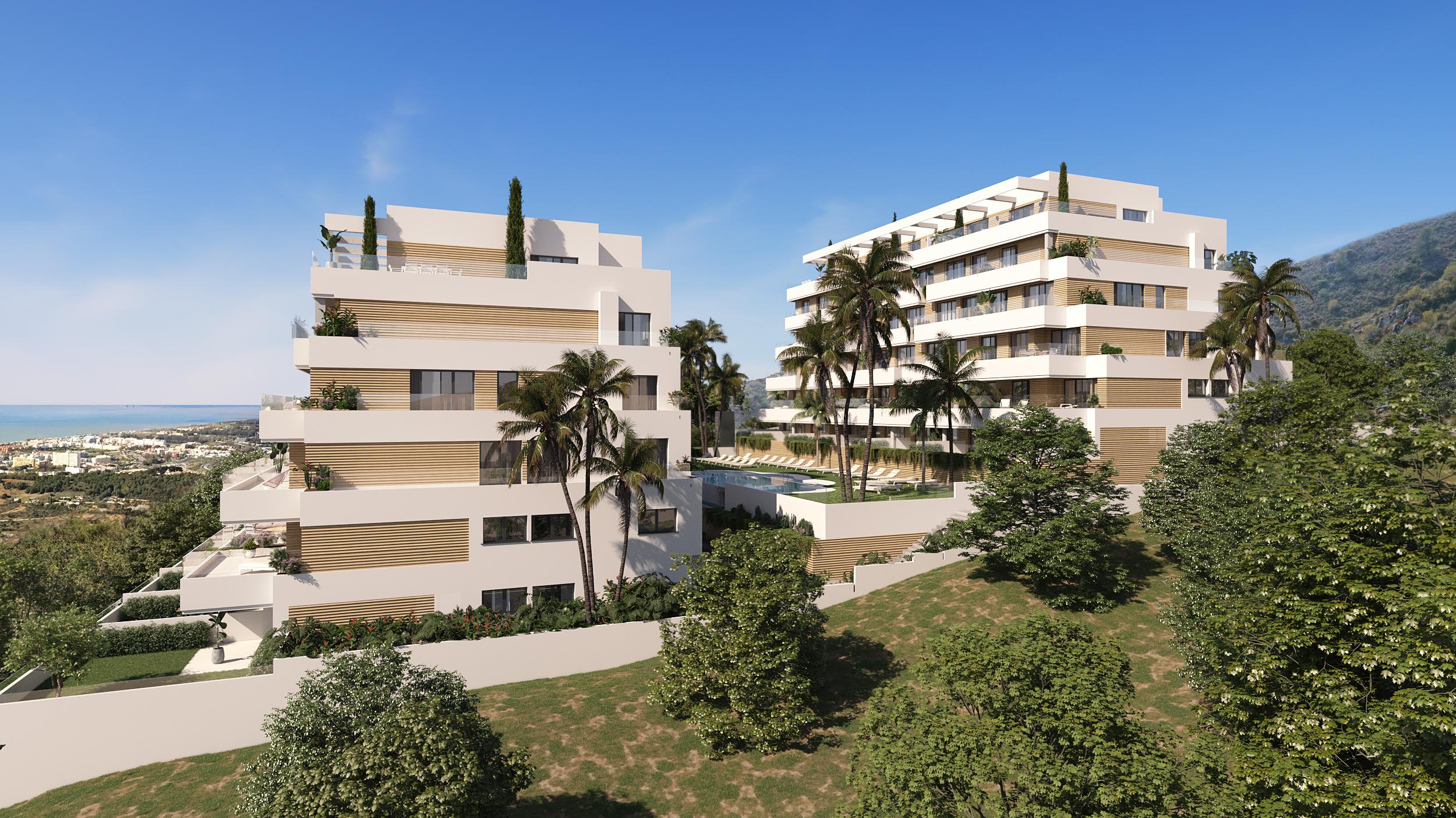 Development building exterior from communal garden, El Pinillo, Torremolinos