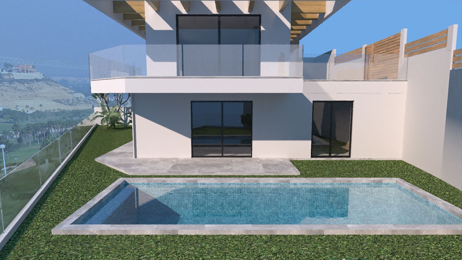 Main bedroom in single-storey 3-bedroom new-build villa, La Marquesa, Rojales
