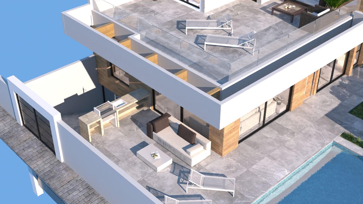 Kitchen with fitted base and wall units in new-build villa, La Marquesa, Rojales