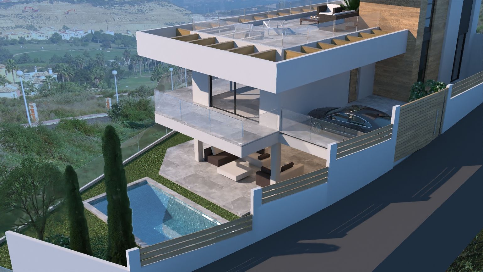 Entrance hallway with floor finish in new-build villa, La Marquesa, Rojales