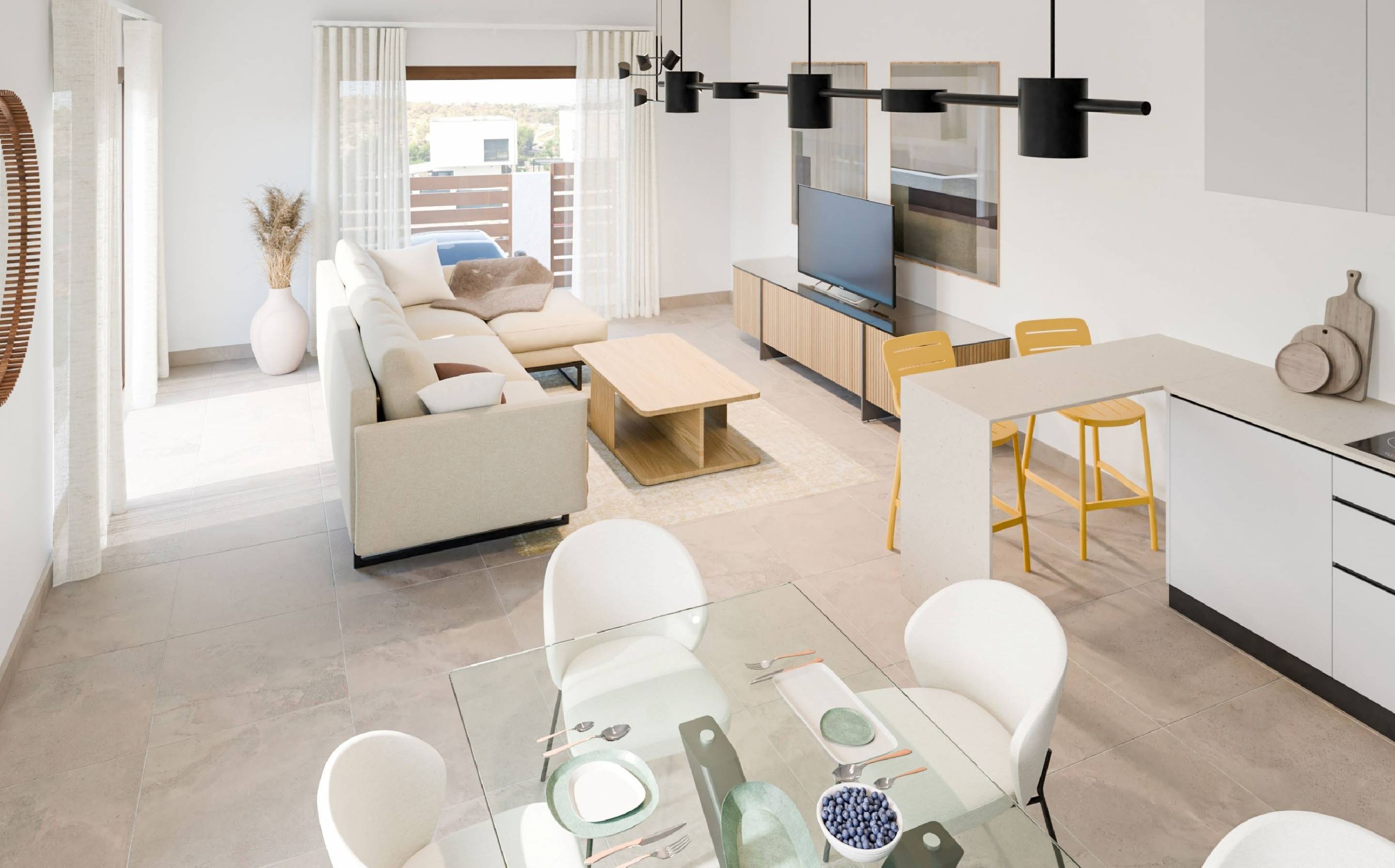 Rear elevation showing terrace and pool area, new-build villa in Balcón de Finestrat