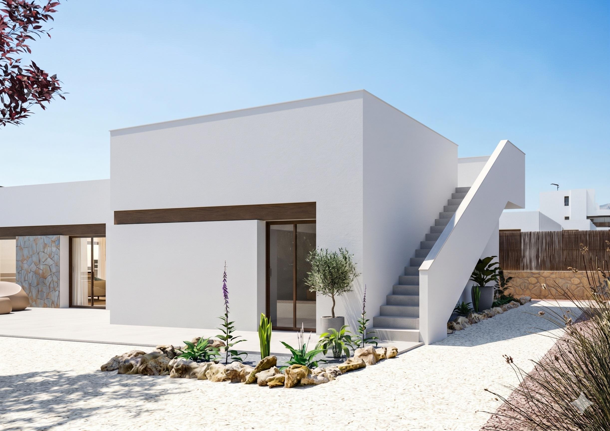 Private pool and landscaped garden of 3-bedroom new-build villa, Balcón de Finestrat