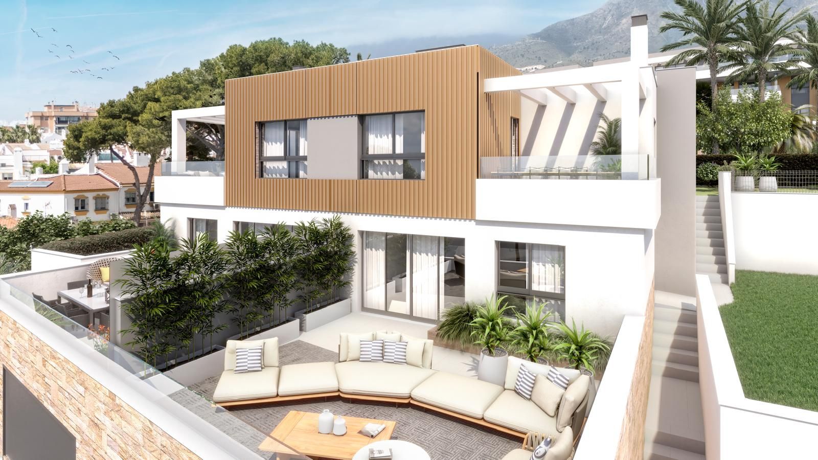 Living and dining area in 4-bedroom townhouse, Montemar, Torremolinos