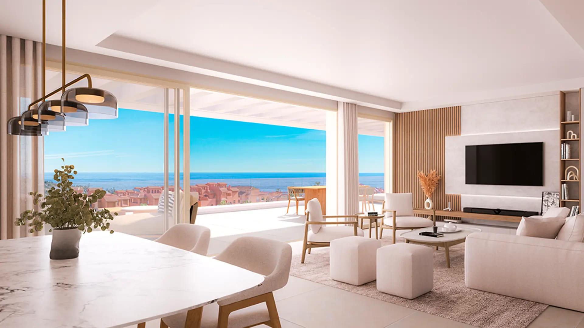 Kitchen with modern fitted units in new-build penthouse, La Galera, Estepona