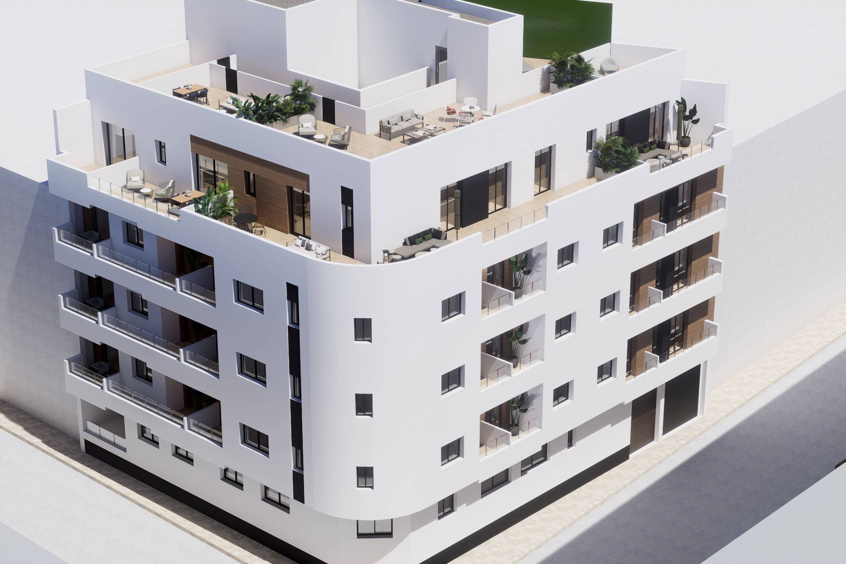 Bedroom with neutral decor in 2-bedroom new-build apartment, Playa del Cura