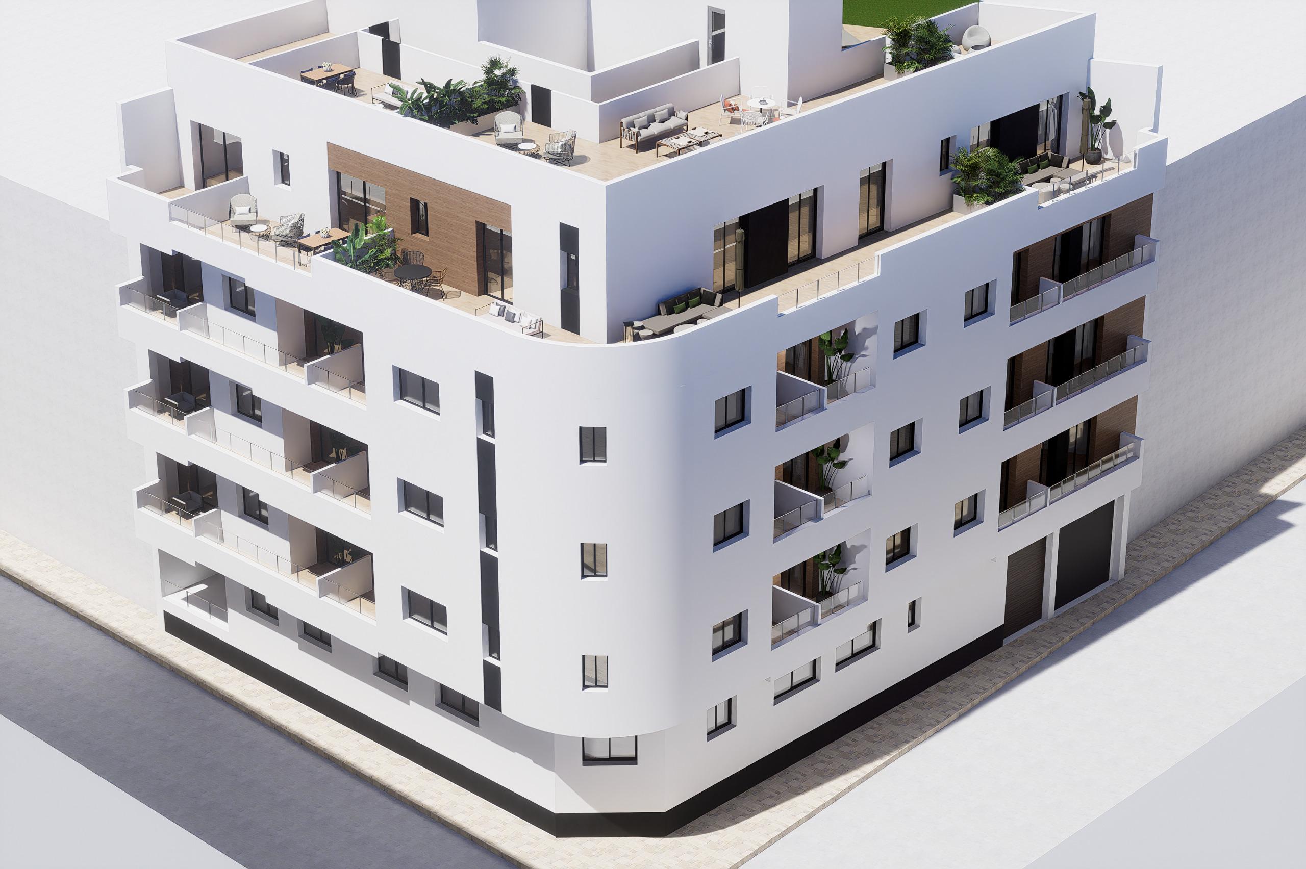 Floor plan of 1-bedroom ground-floor apartment showing room layout, Playa del Cura, Torrevieja