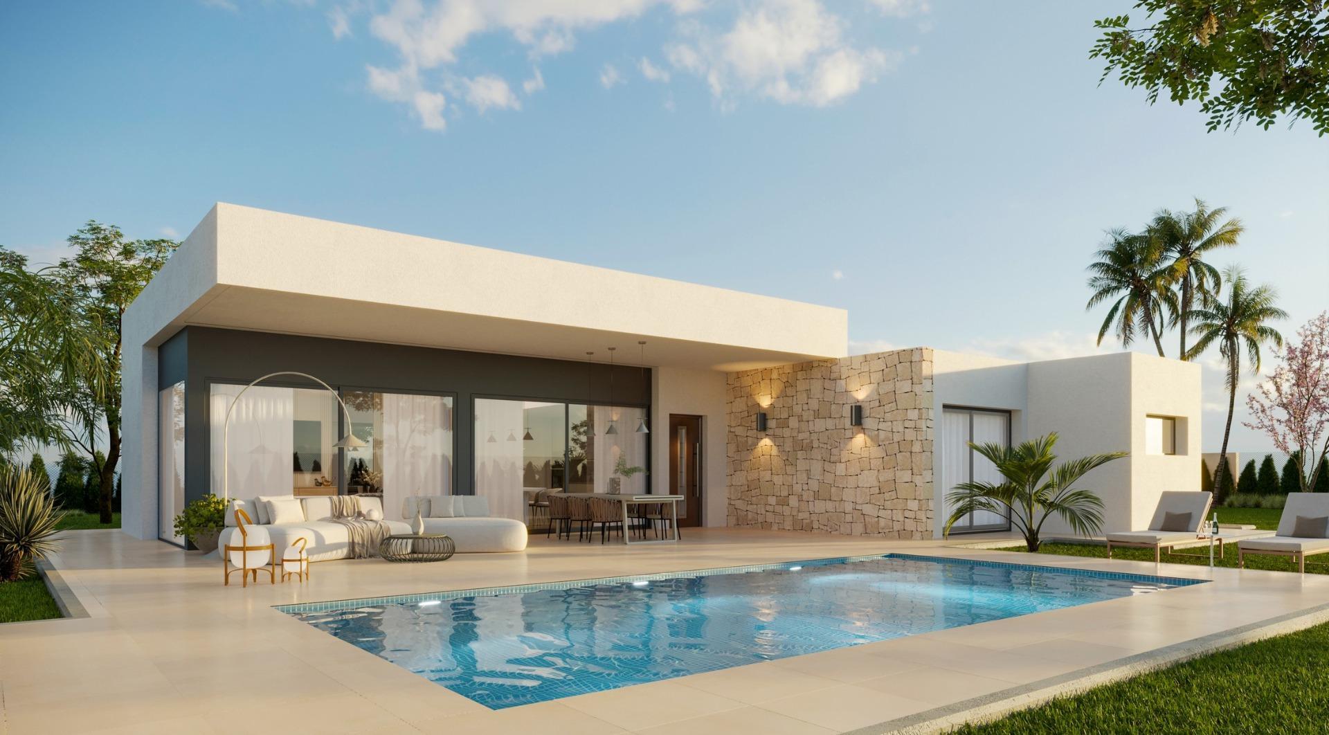 Rear exterior of 4-bedroom new-build villa, Pedanías Este