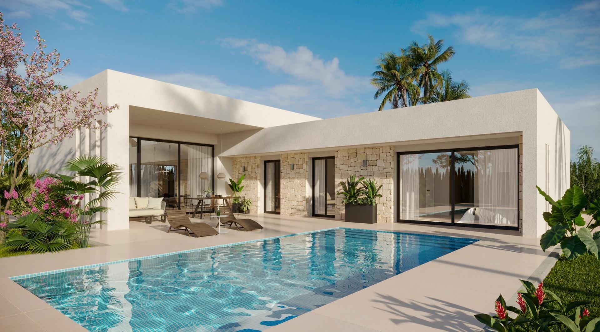 Exterior detail of new-build villa in Pedanías Este, Aspe